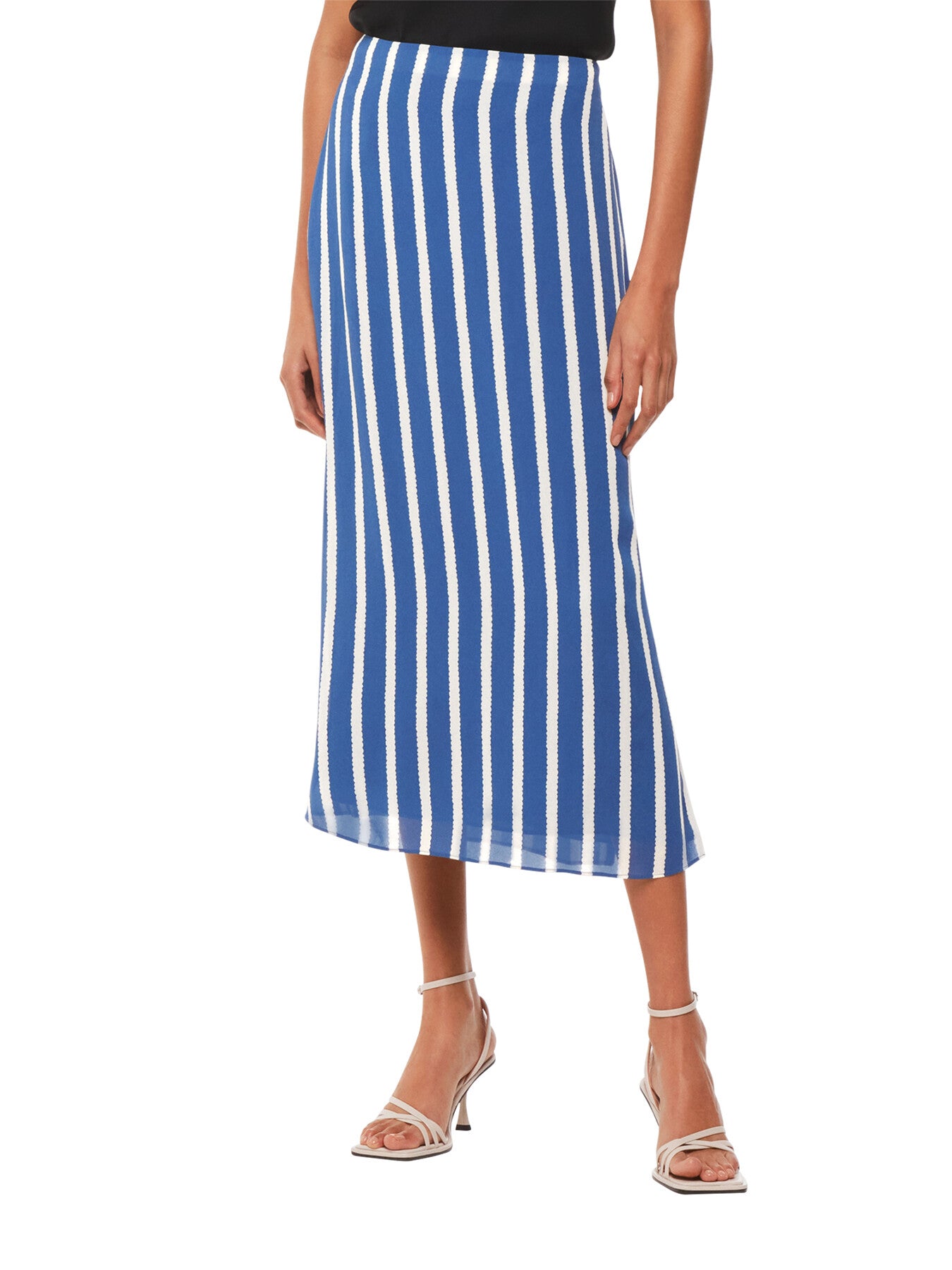 Crinkle Stripe Midi Skirt