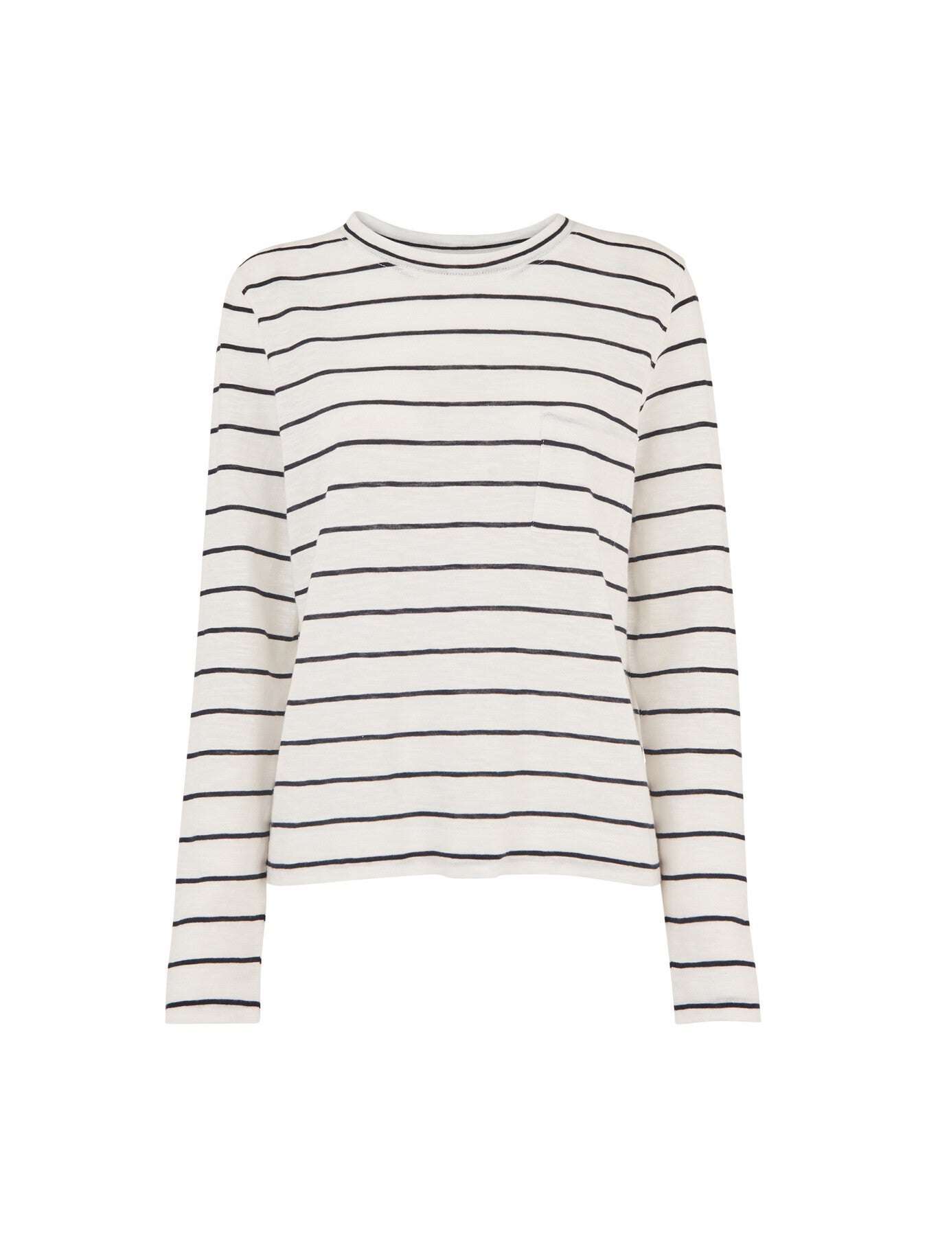 Stripe Crew Neck Pocket Top