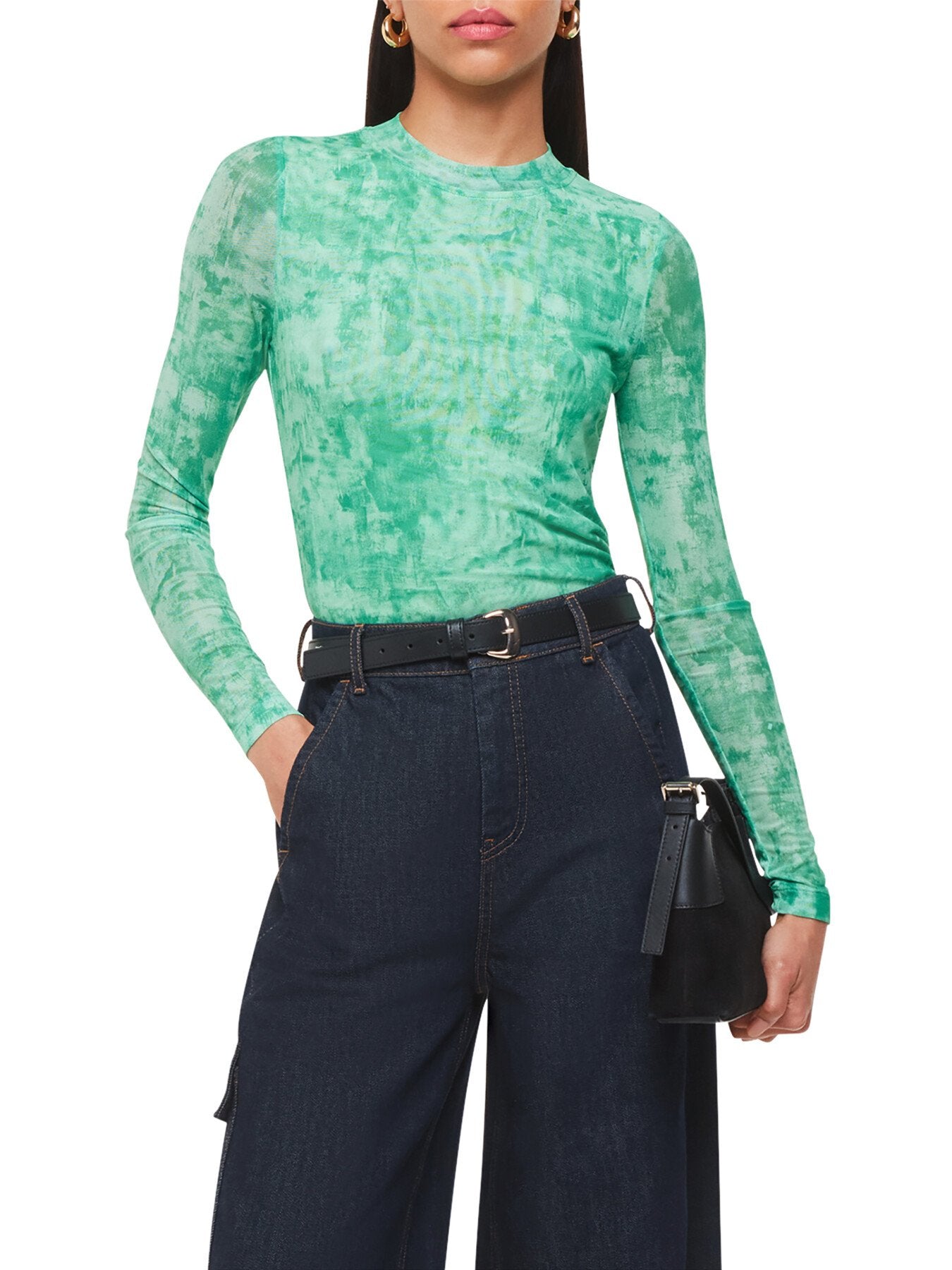 Brushwork Print Mesh Jersey