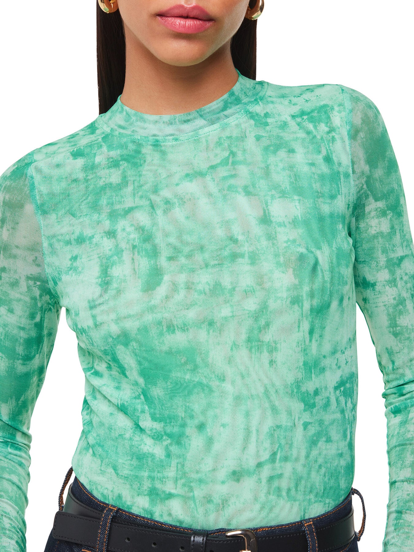 Brushwork Print Mesh Jersey