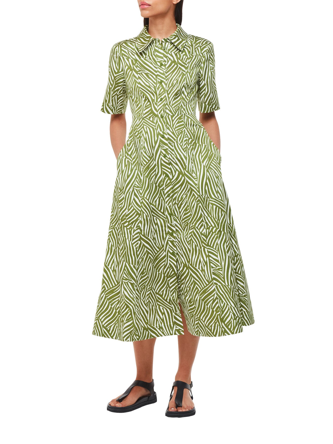Linear Leaf Midi Dress