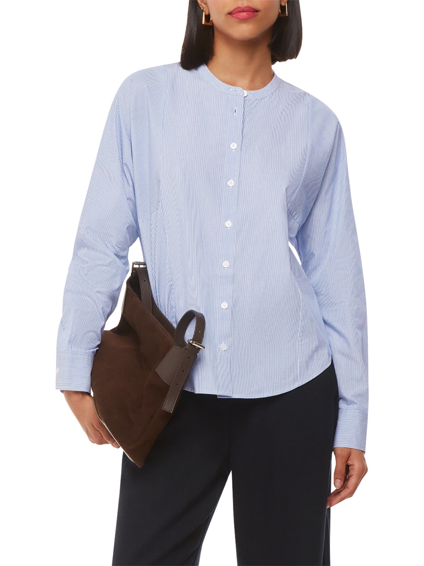 Stripe Grandad Collar Shirt