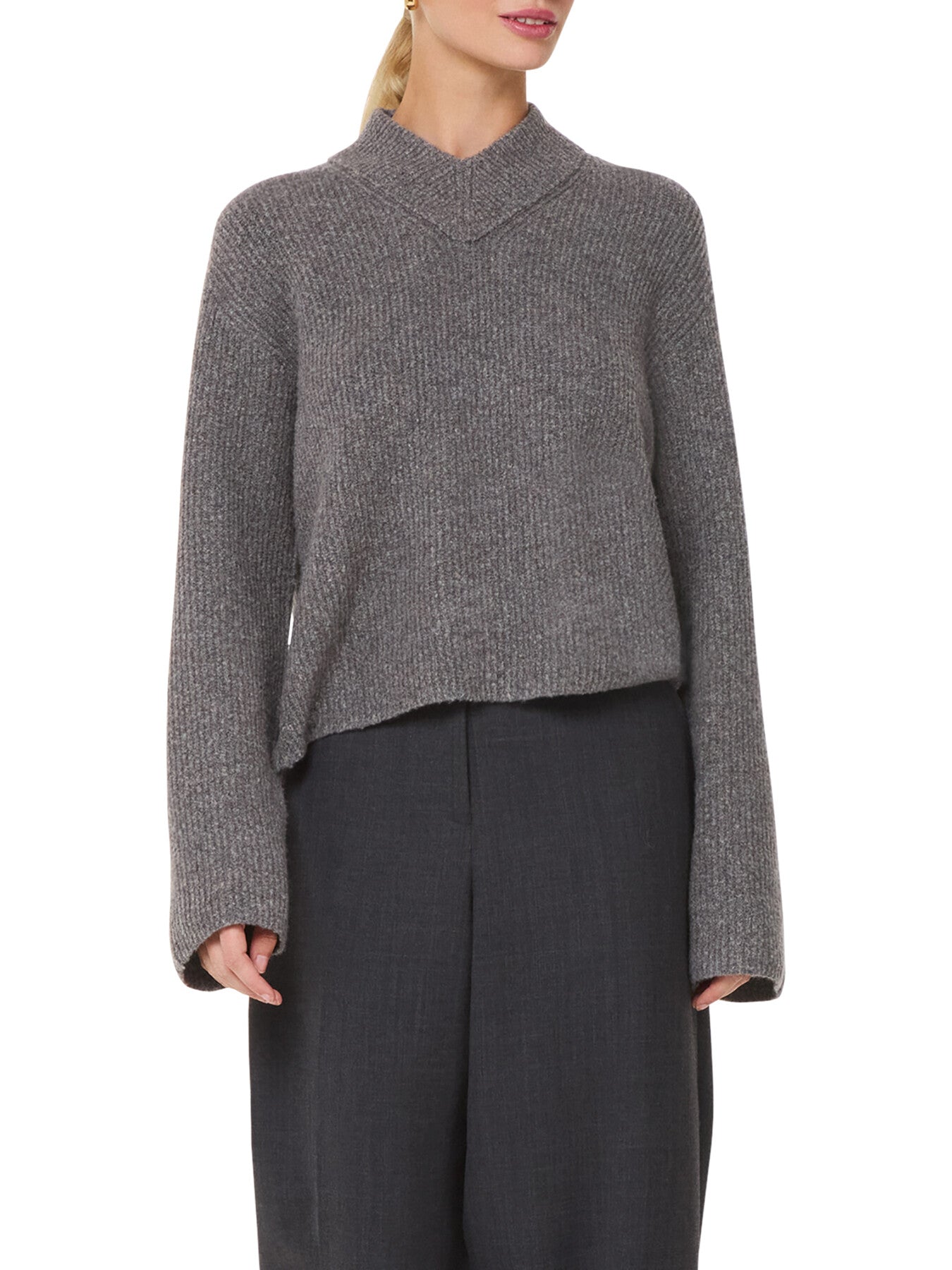 V Neck Wool Mix Knit