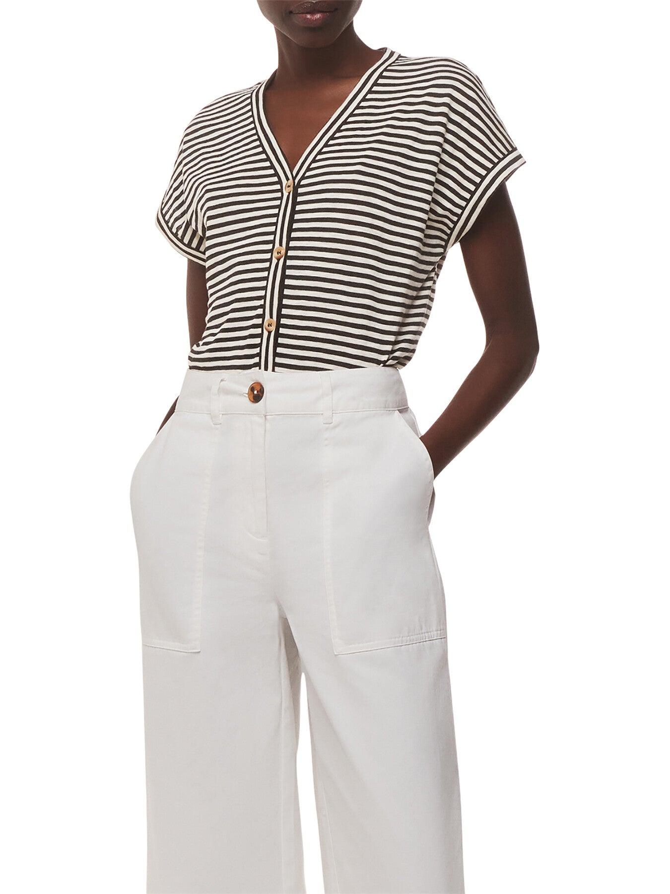 Jilly Stripe Button Top
