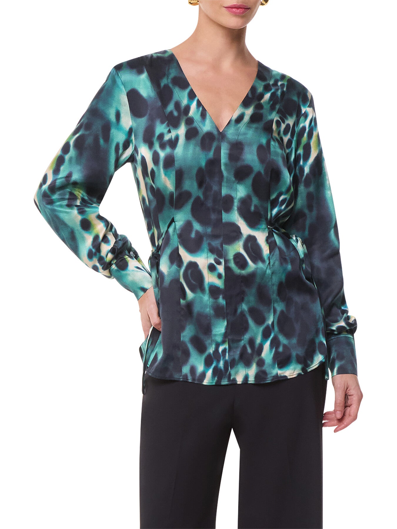 Misty Leopard V Neck Blouse