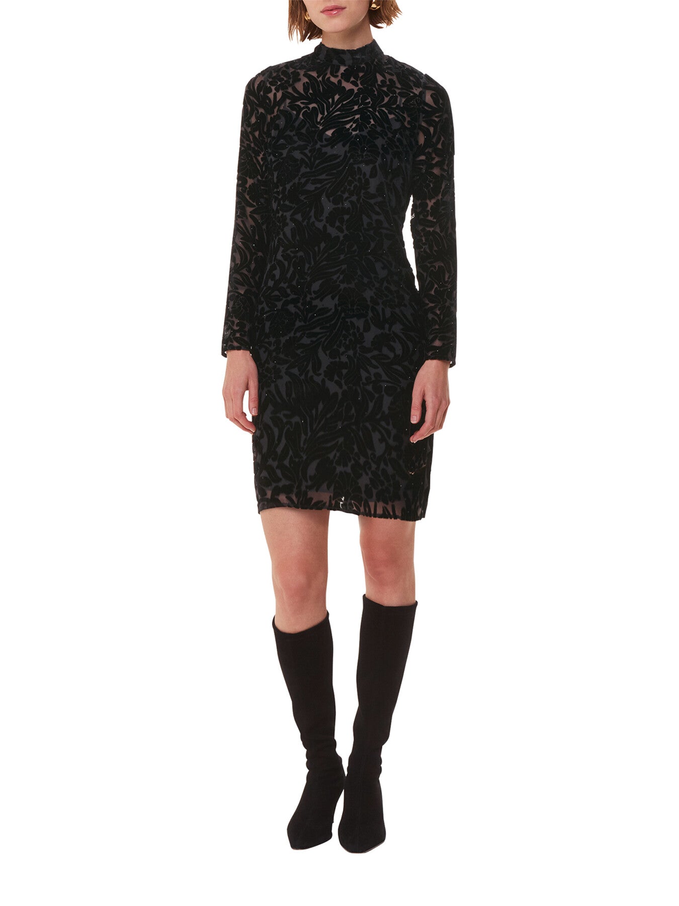 Hot Fix Floral Velvet Dress