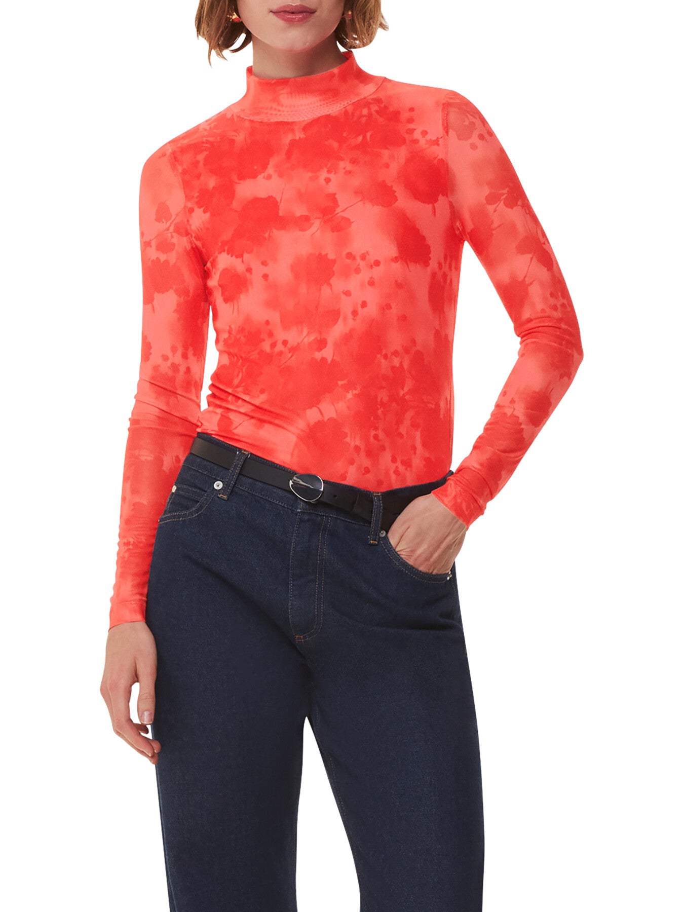 Blurred Blooms Mesh Top