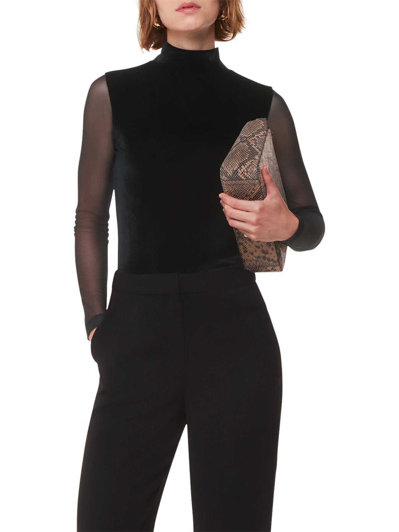Velvet Mesh Sleeve Top