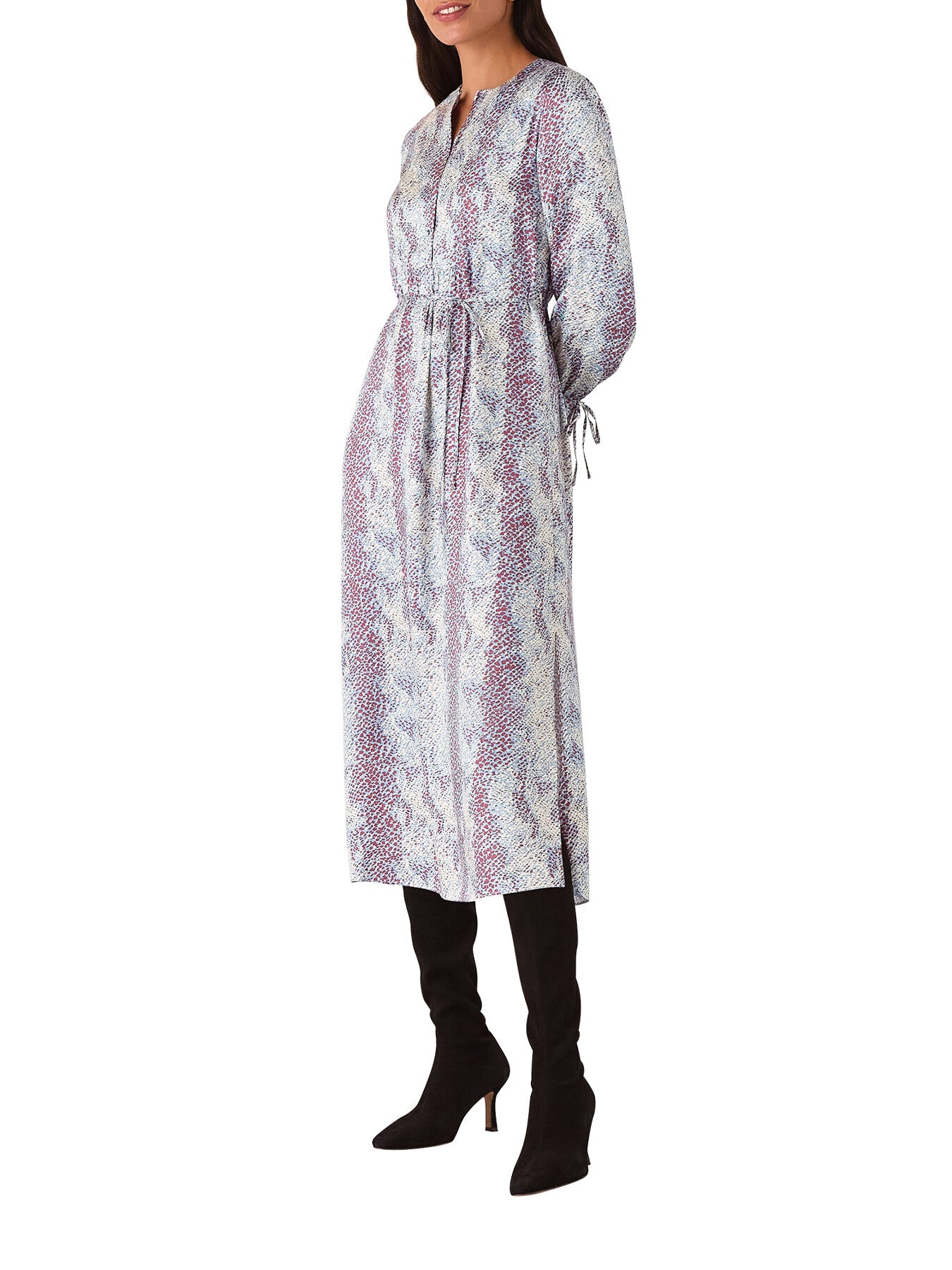 Mottled Snake Print Midi Dress
