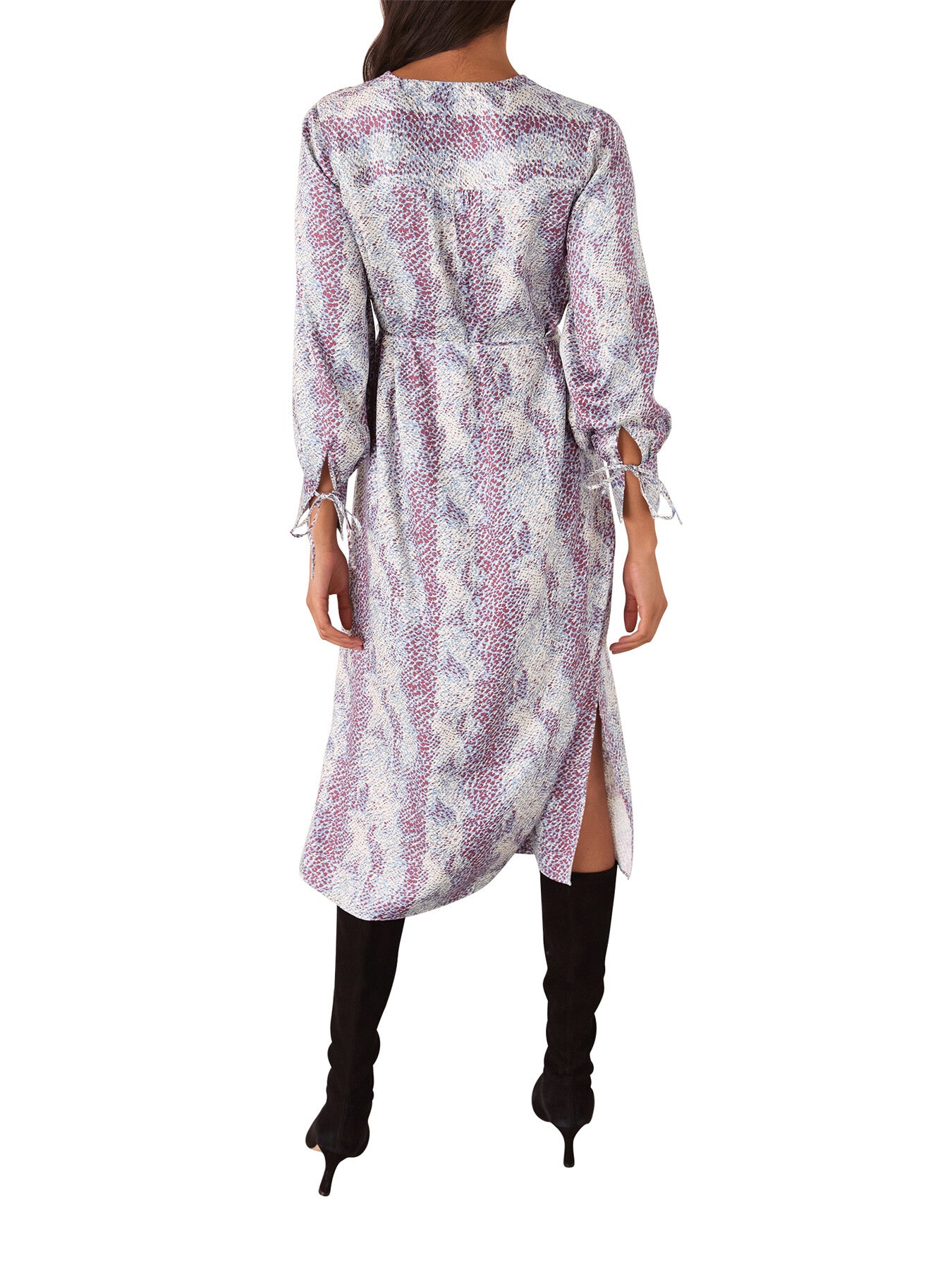 Mottled Snake Print Midi Dress