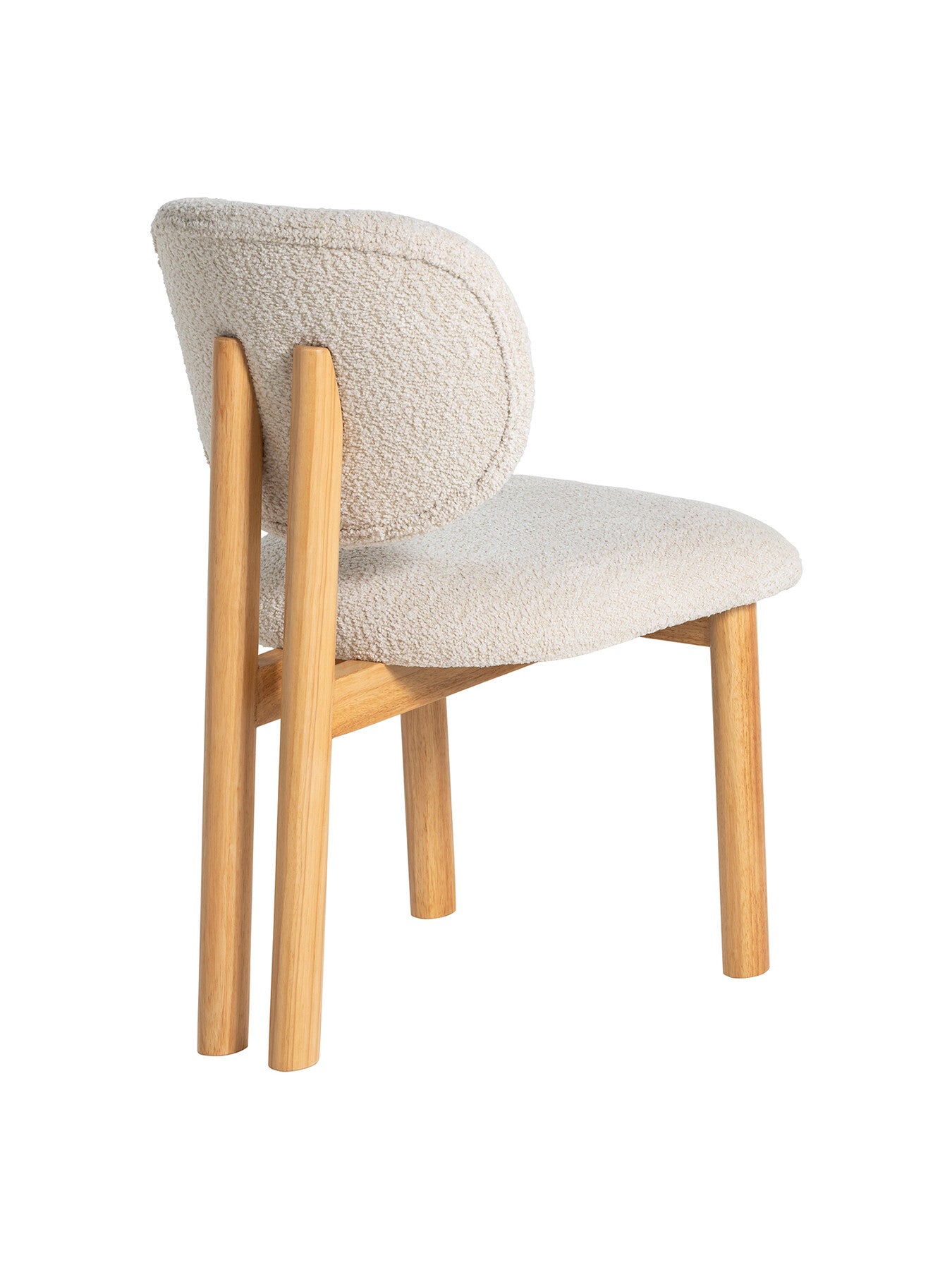 Erin Curved White Fabric Open Back Dining Chair With