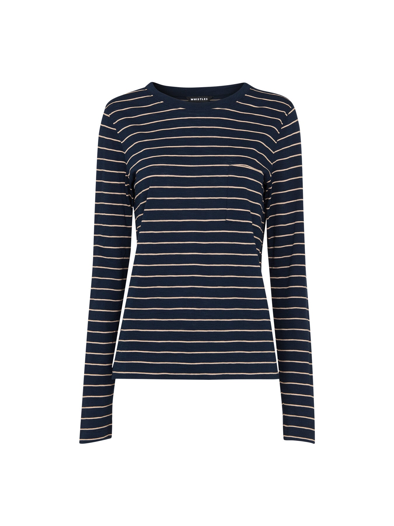 Stripe Crew Neck Pocket Top