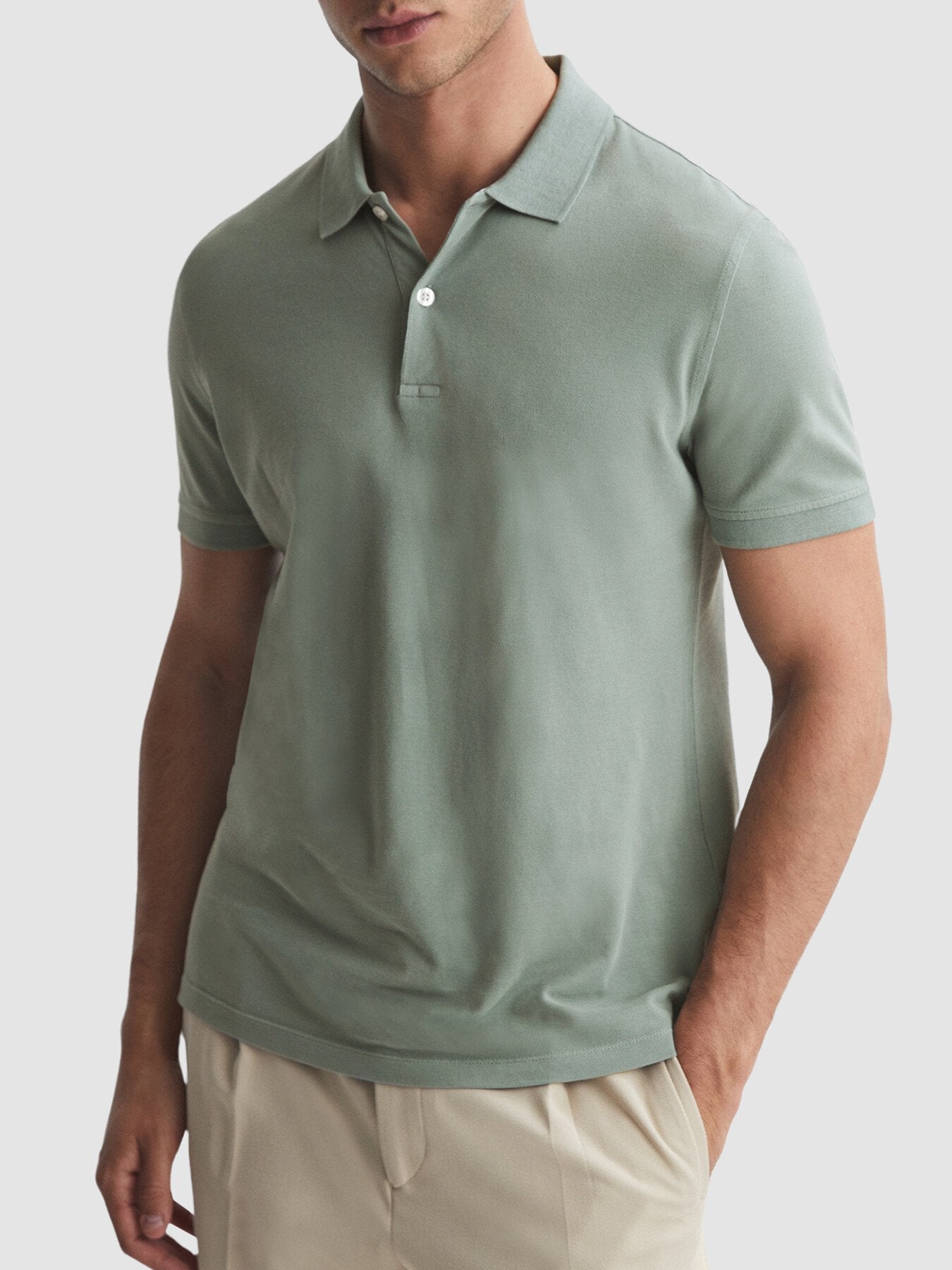 Pale GreenPuro Slim Fit Garment Dye Polo Shirt