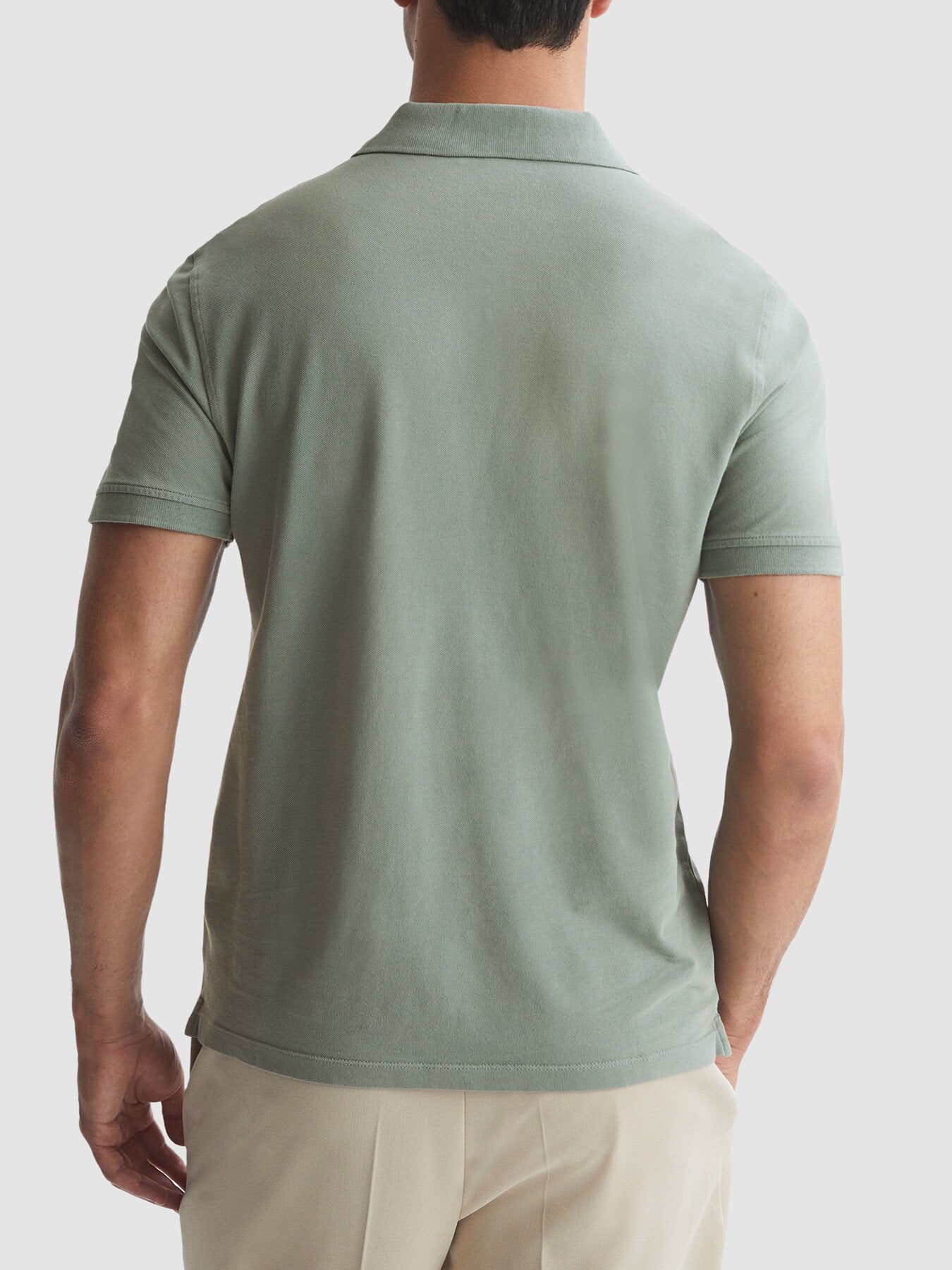 Pale GreenPuro Slim Fit Garment Dye Polo Shirt