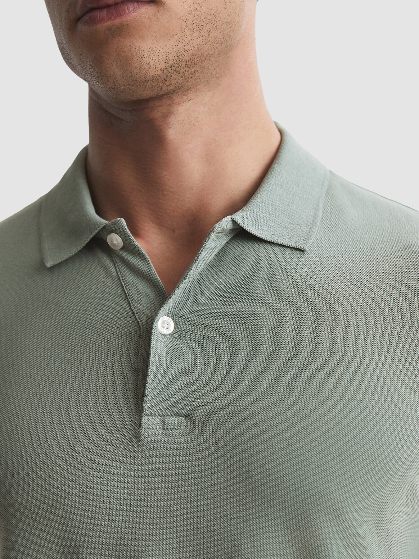 Pale GreenPuro Slim Fit Garment Dye Polo Shirt