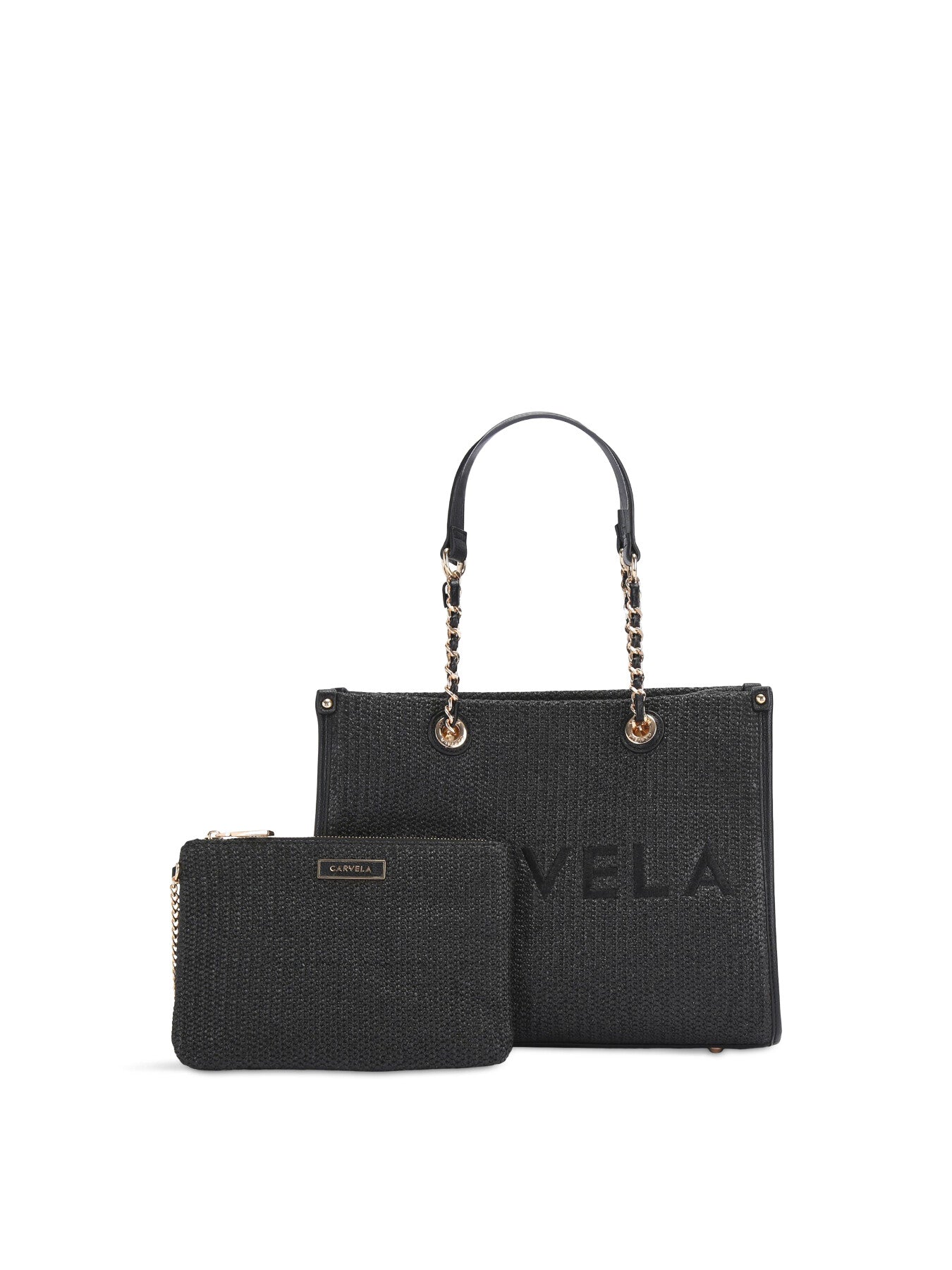 Raffia Midi Chain Tote Bag