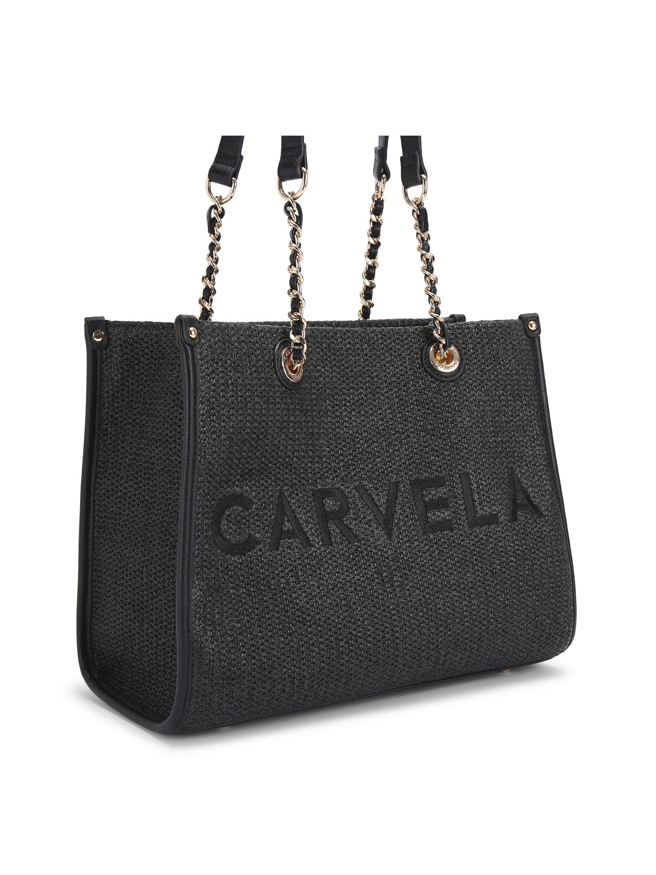 Raffia Midi Chain Tote Bag