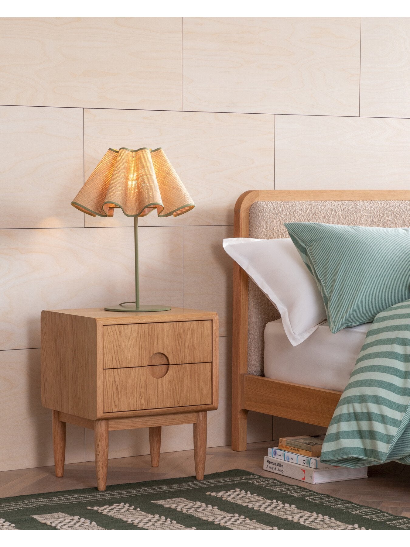 Raffia Table Lamp Natural/Green