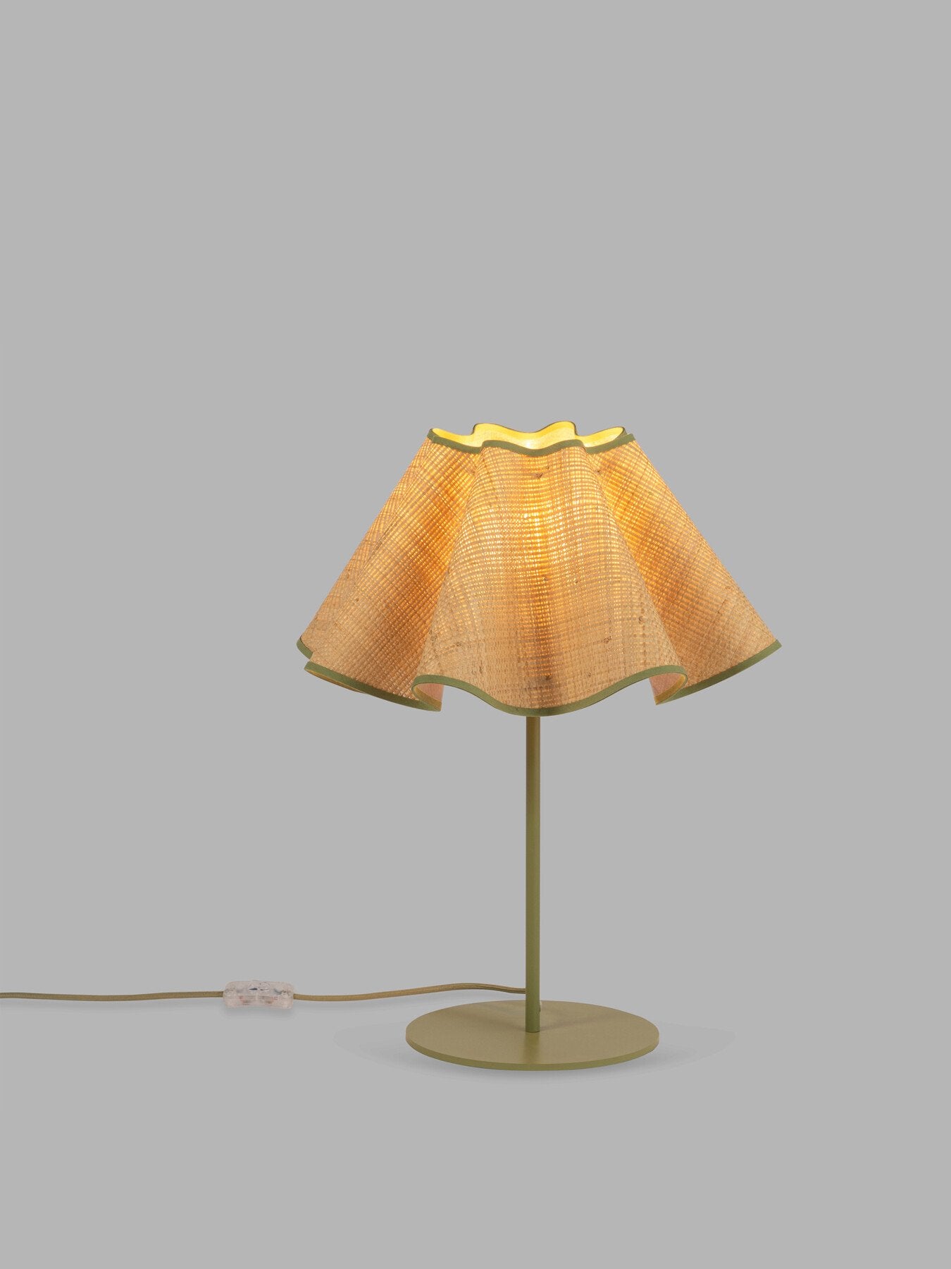 Raffia Table Lamp Natural/Green