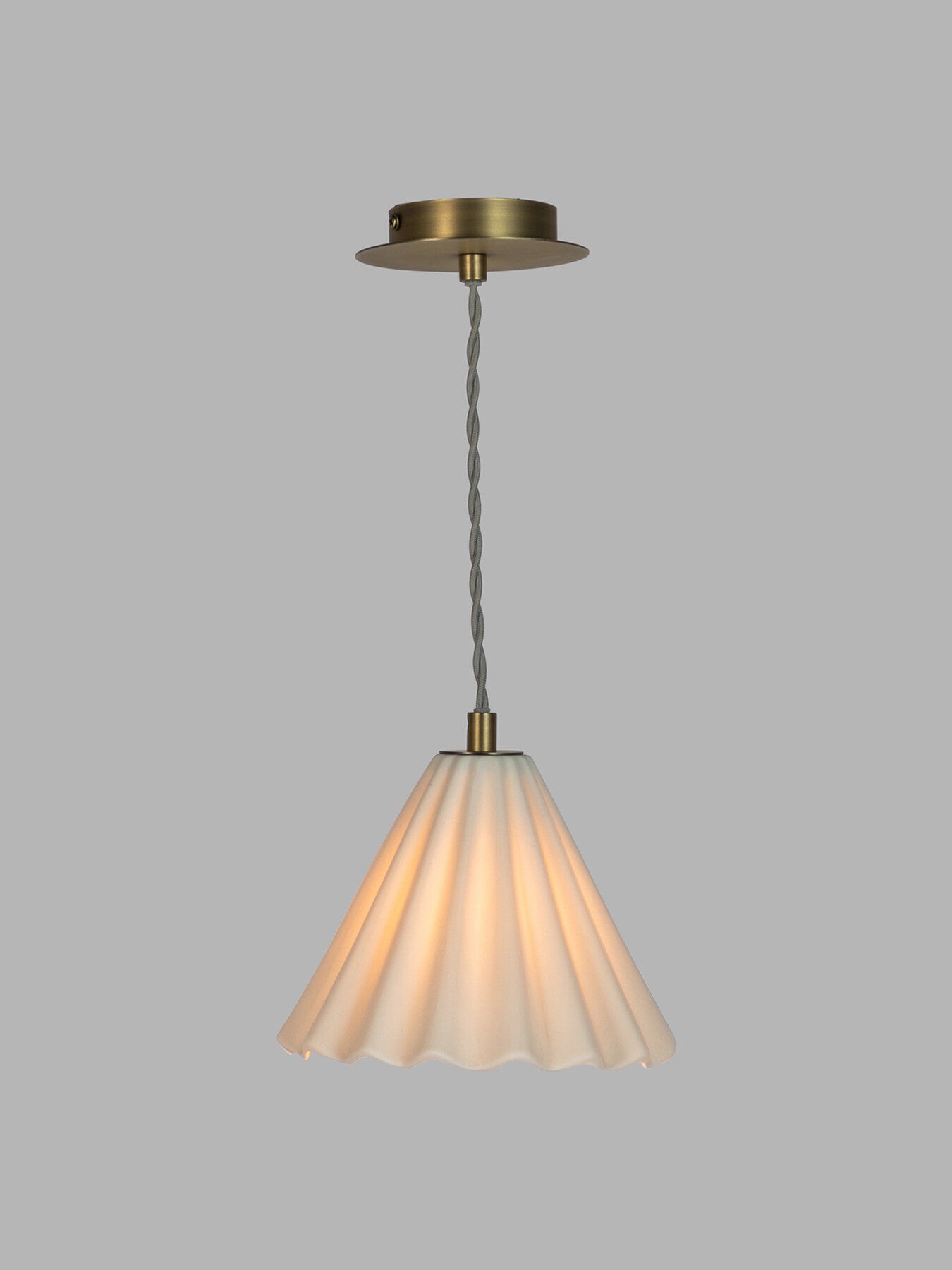 Monroe Porcelain Pendant Small White/Brushed Gold