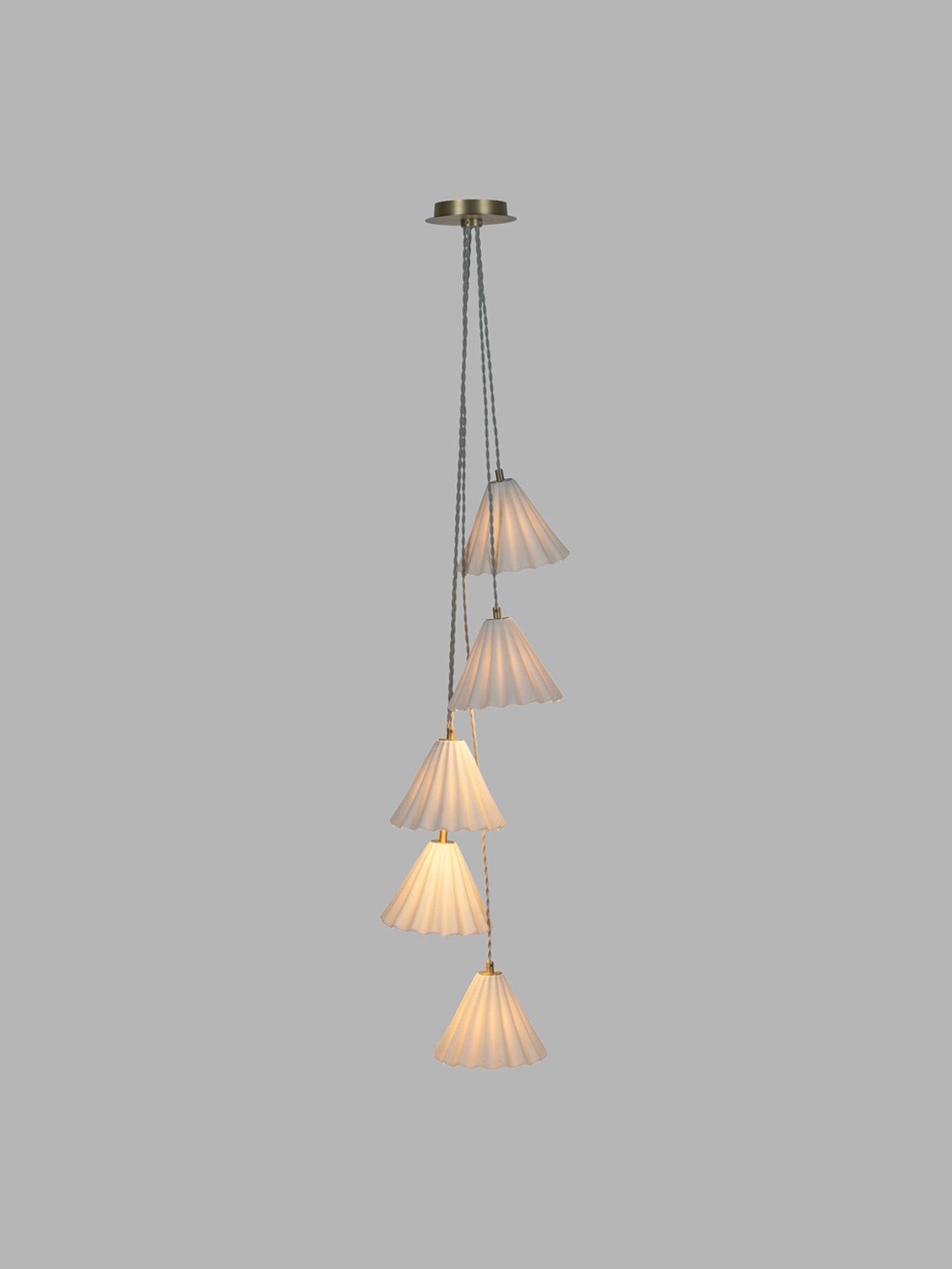 Monroe Porcelain 5 Light Chandelier White/Brushed Gold