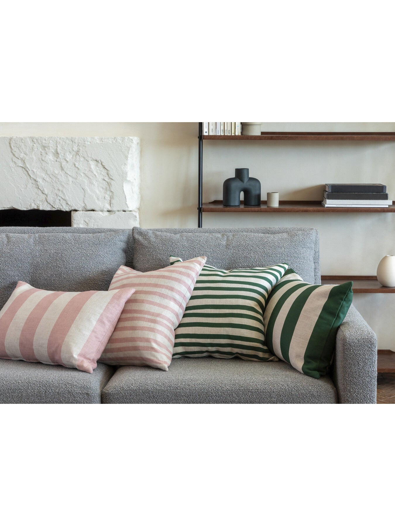 Cabana Stripe Green and Mint Cushion 55 x 32cm