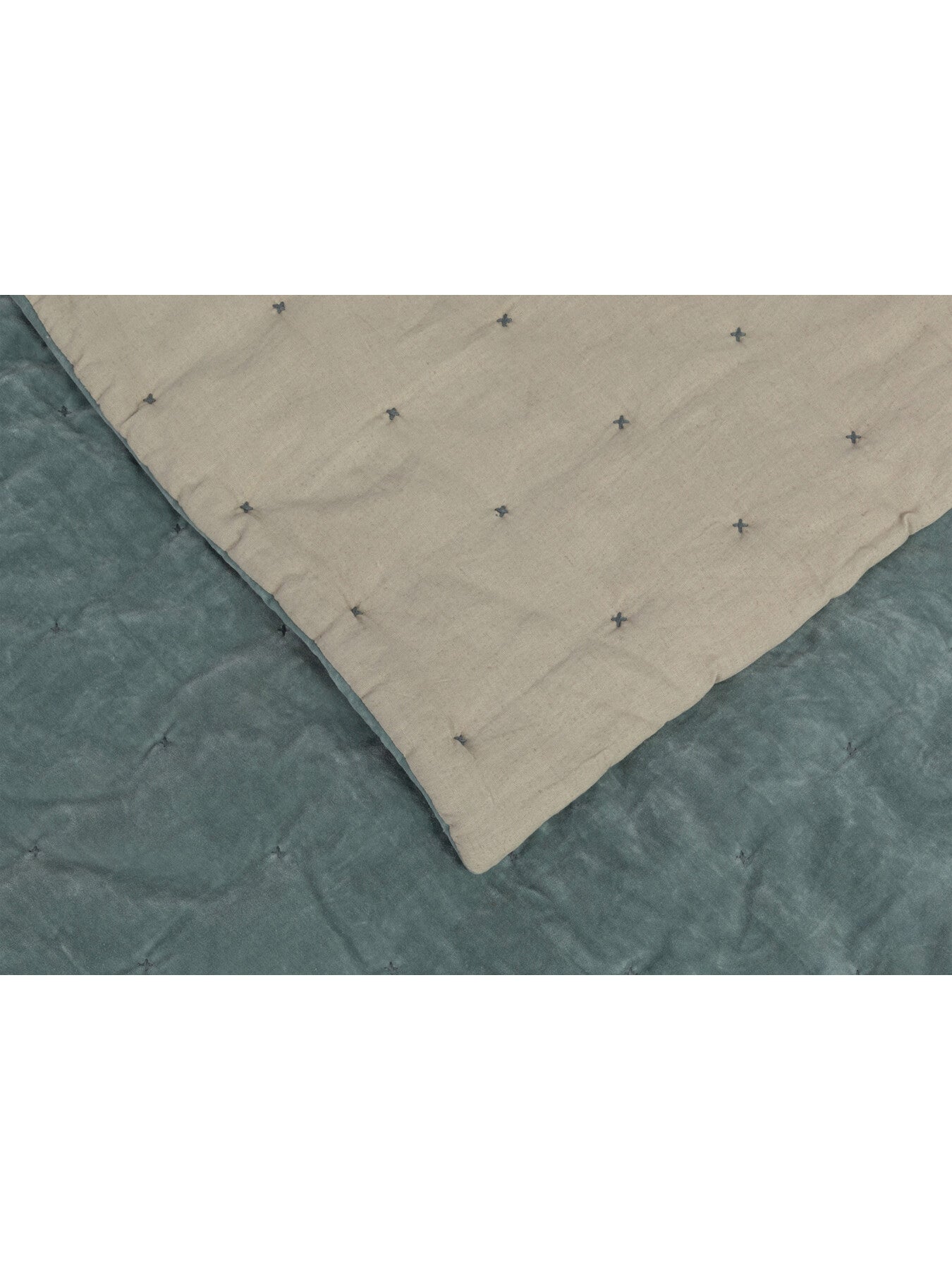 Two Tone Quilt Blue & Natural 140 x 200cm