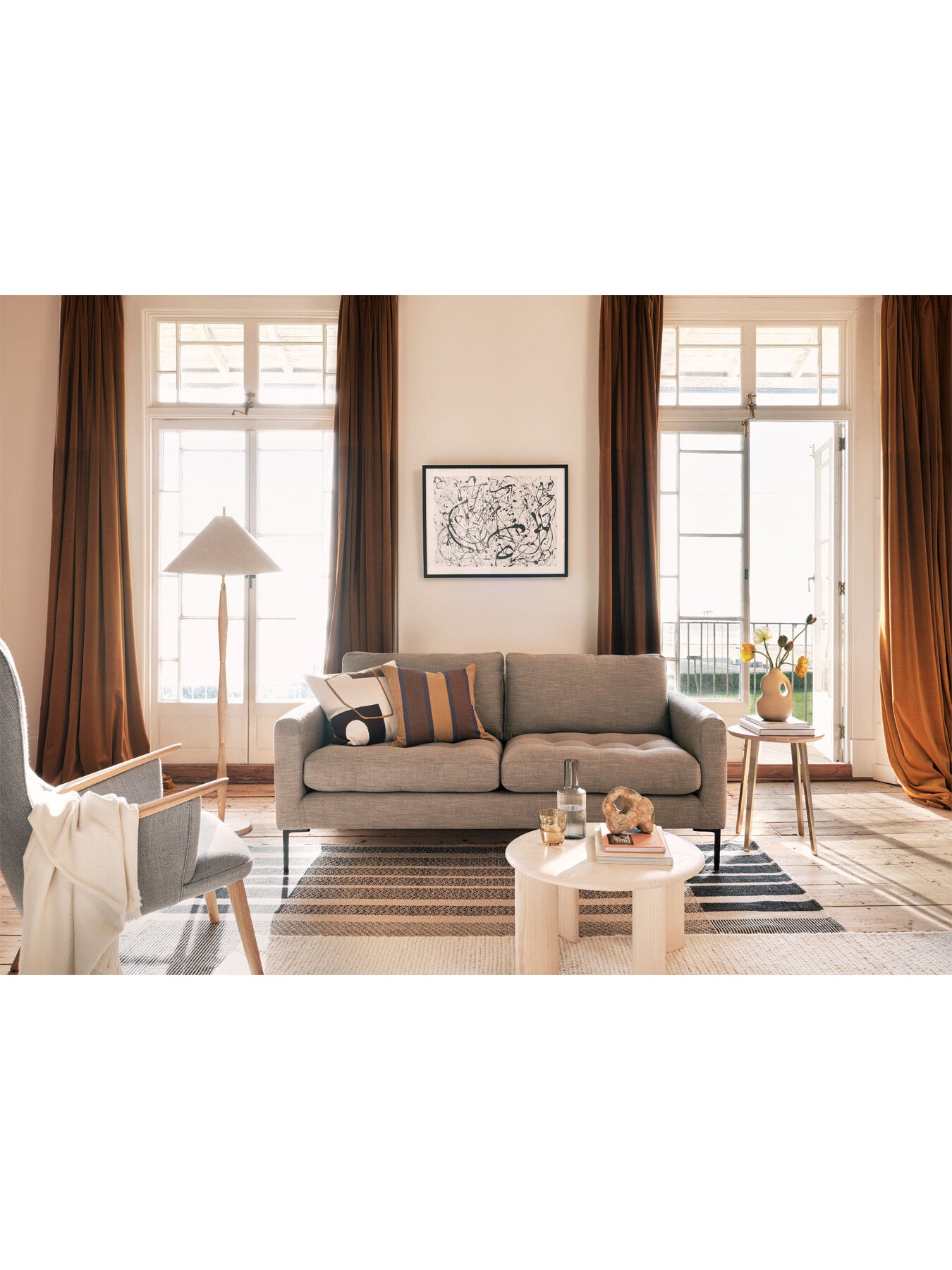 Eton 3 Str Sofa Chunky Boucle Ecru Black Feet