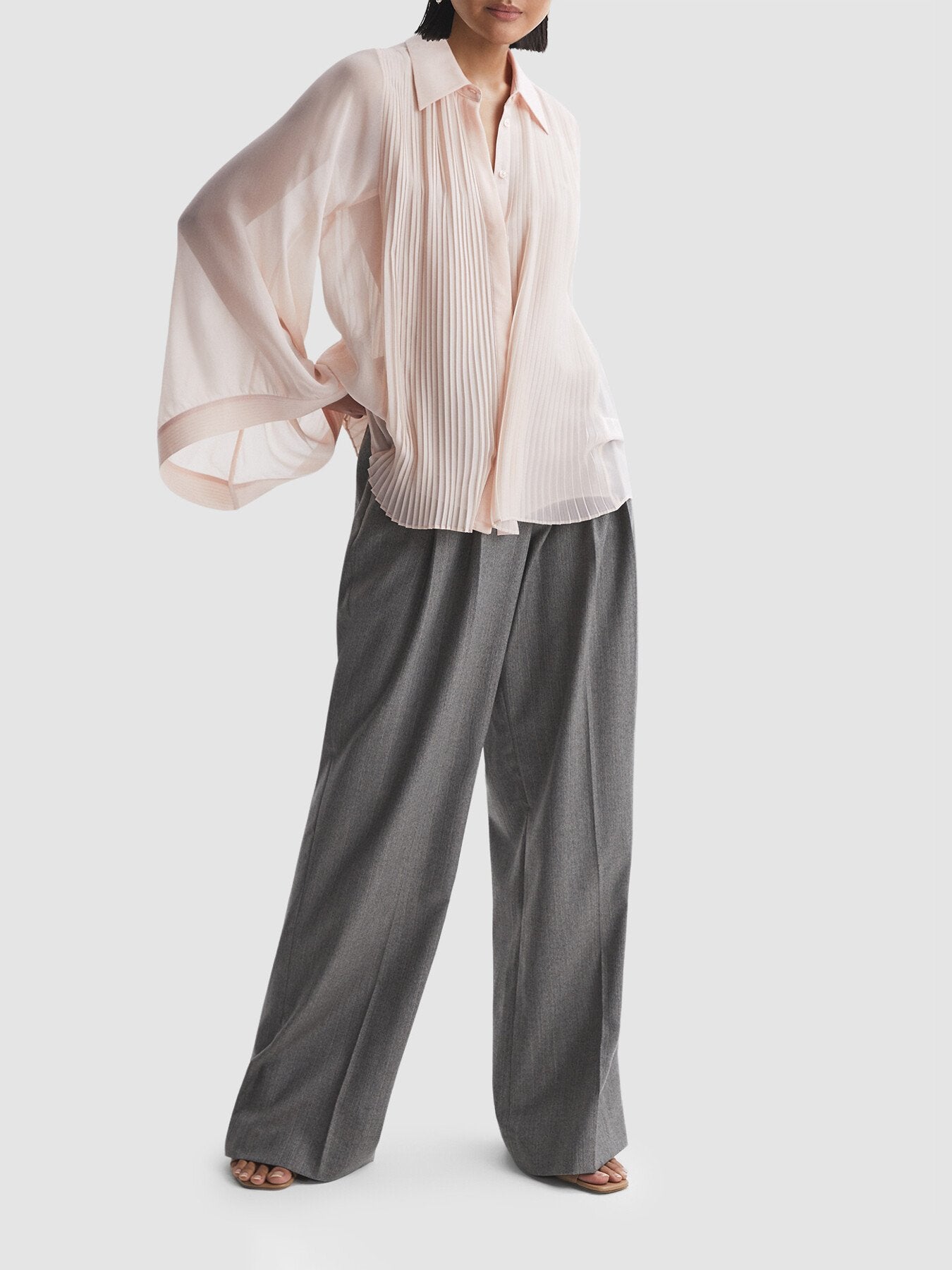 Magda Pleated Flared Sleeve Blouse
