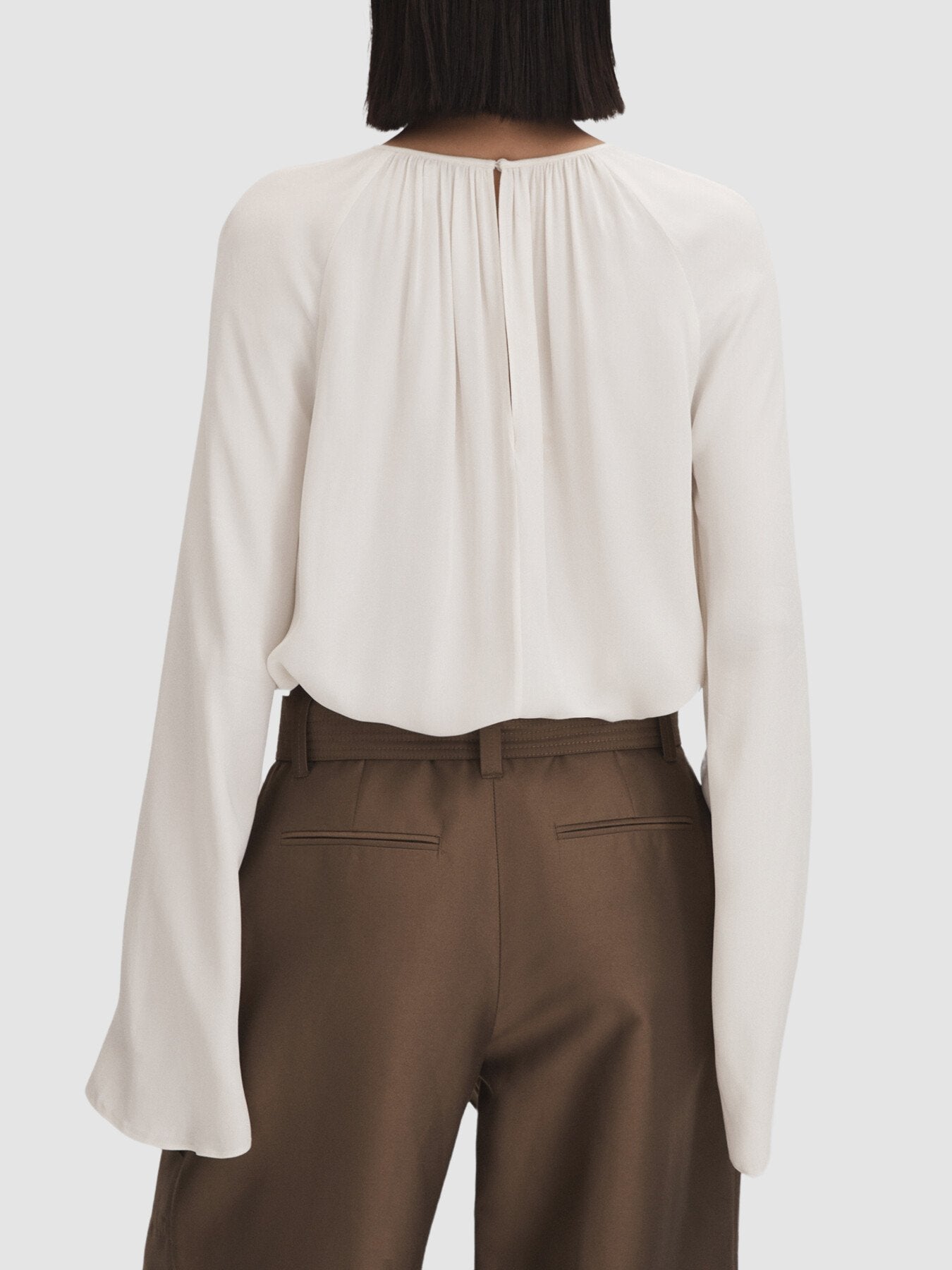 Gracie Cut-Out Flute Sleeve Blouse