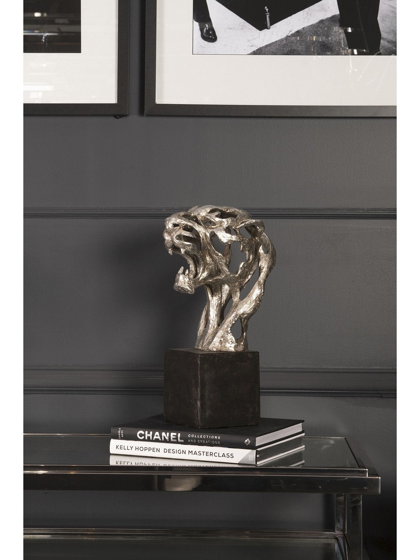 Addo Abstract Tiger Head Sculpture in Resin