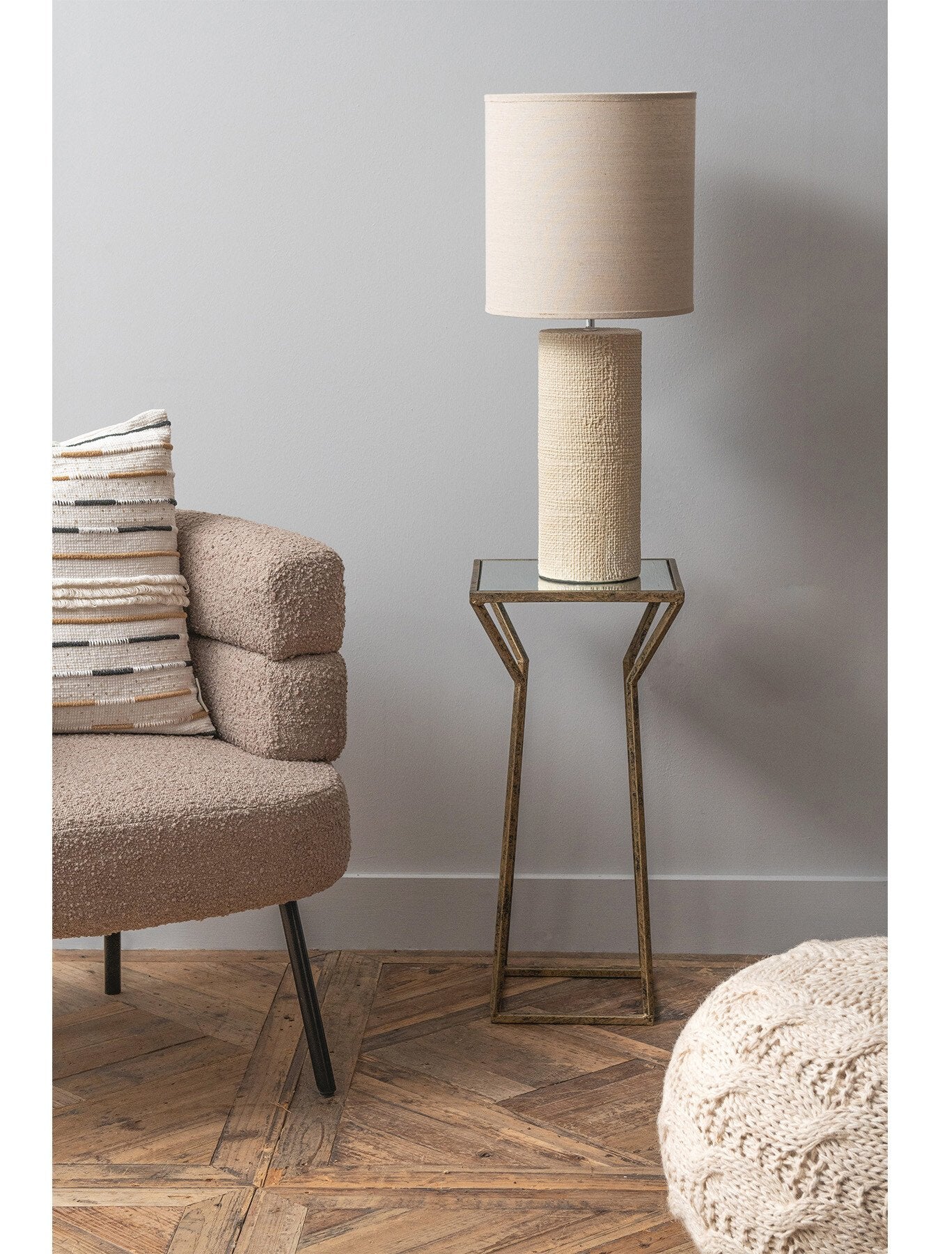 Tall Textured Porcelain Table Lamp With Shade