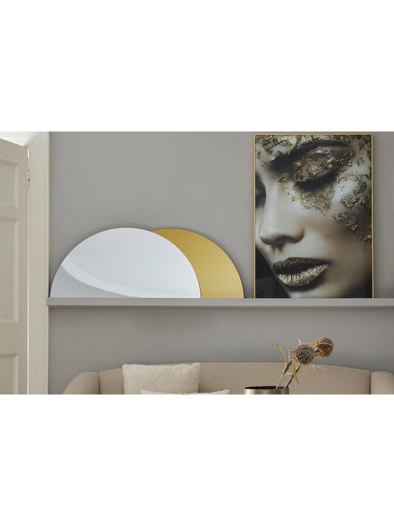Half Moon Golden Wall Mirror