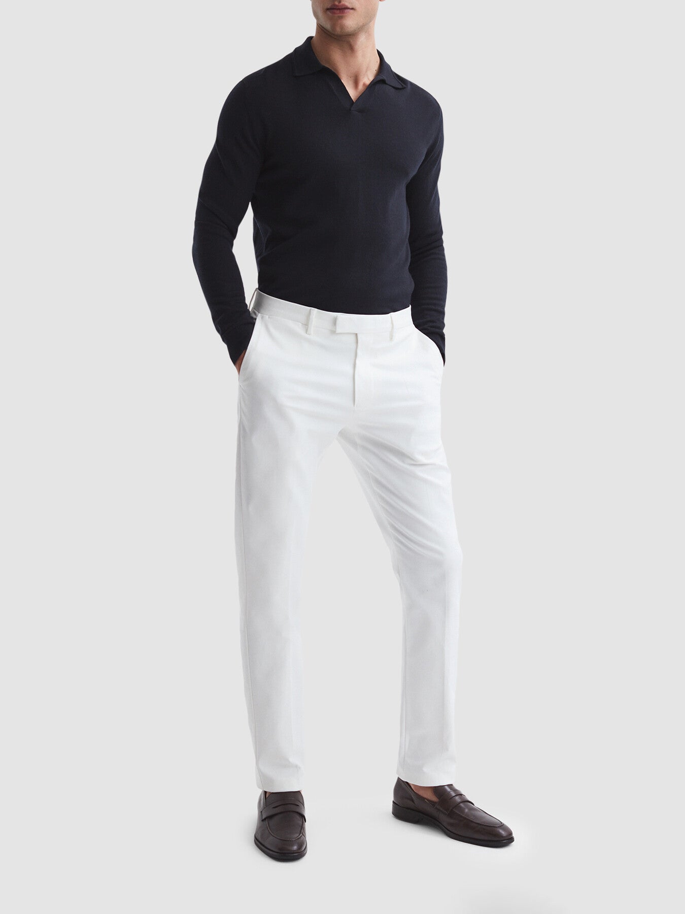 Milburn Merino Wool Open Collar Polo Shirt