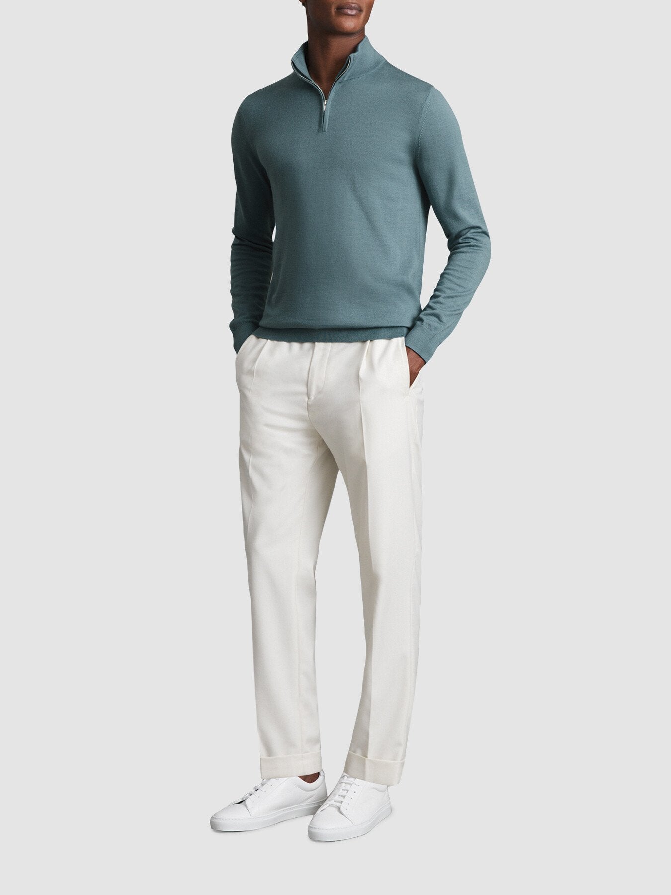 Dark GreenBlackhall Merino Wool Half-Zip Funnel Neck Jumper