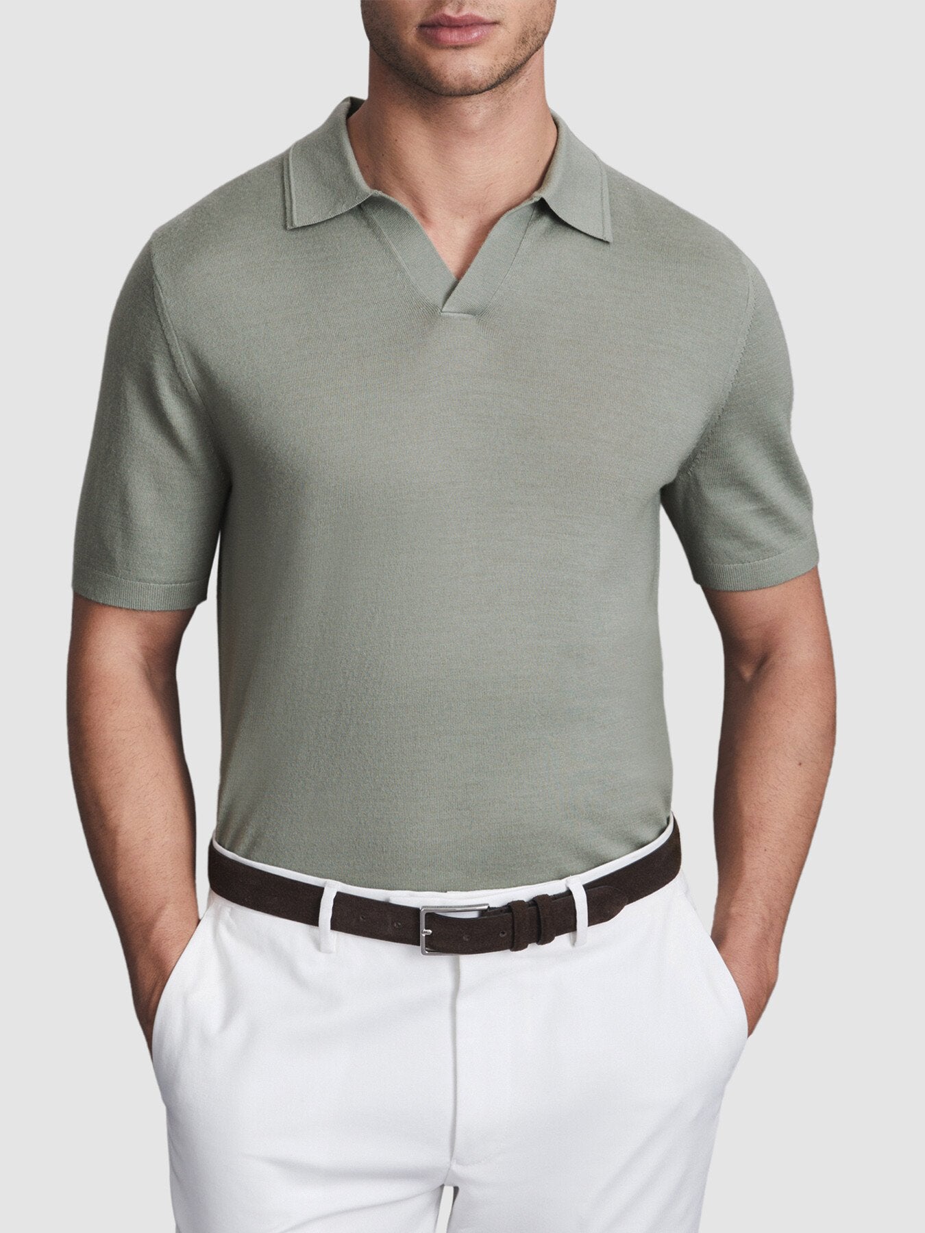 Duchie Merino Wool Open Collar Polo Shirt