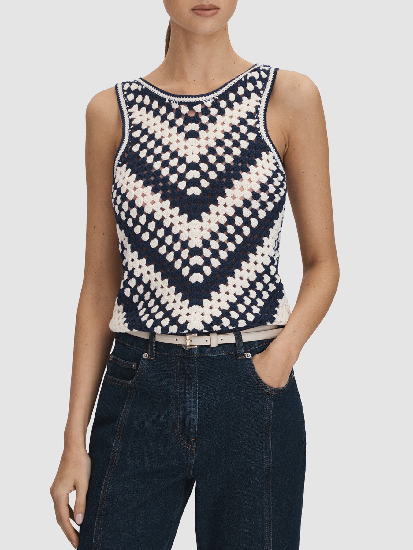 Sabrina Crochet Crew Neck Vest