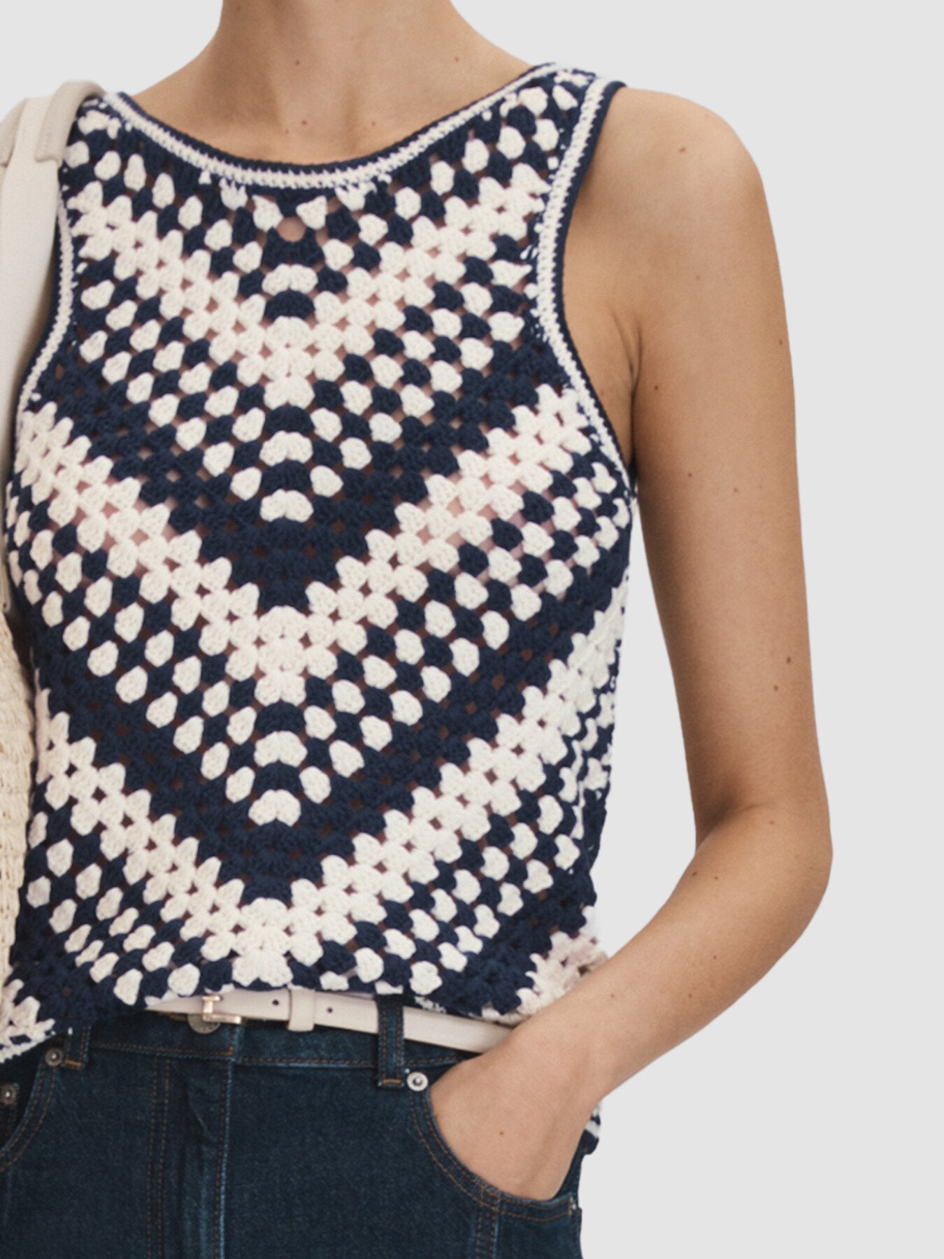 Sabrina Crochet Crew Neck Vest