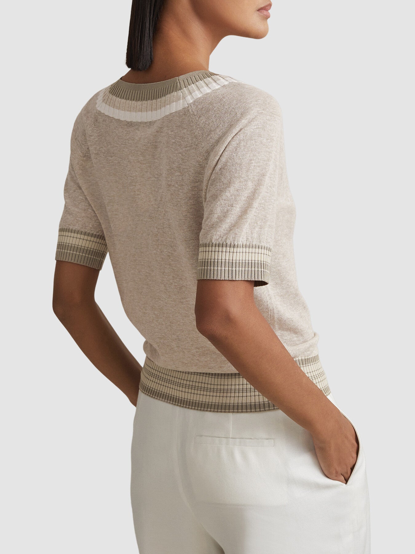 Sadie Cotton Blend Marled V-Neck Top