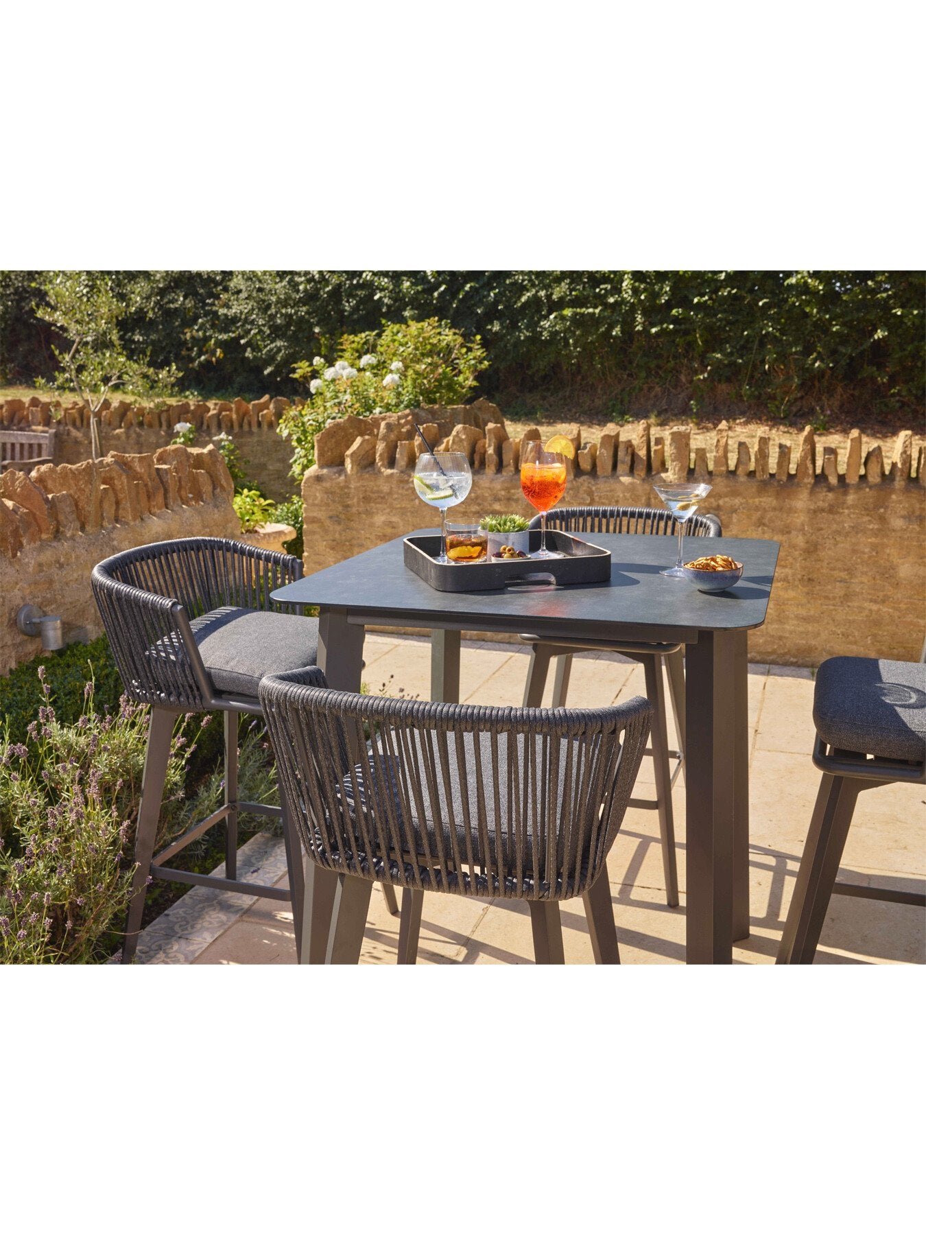 Palermo Bar Set with Square Bar Table and 4 Bar C