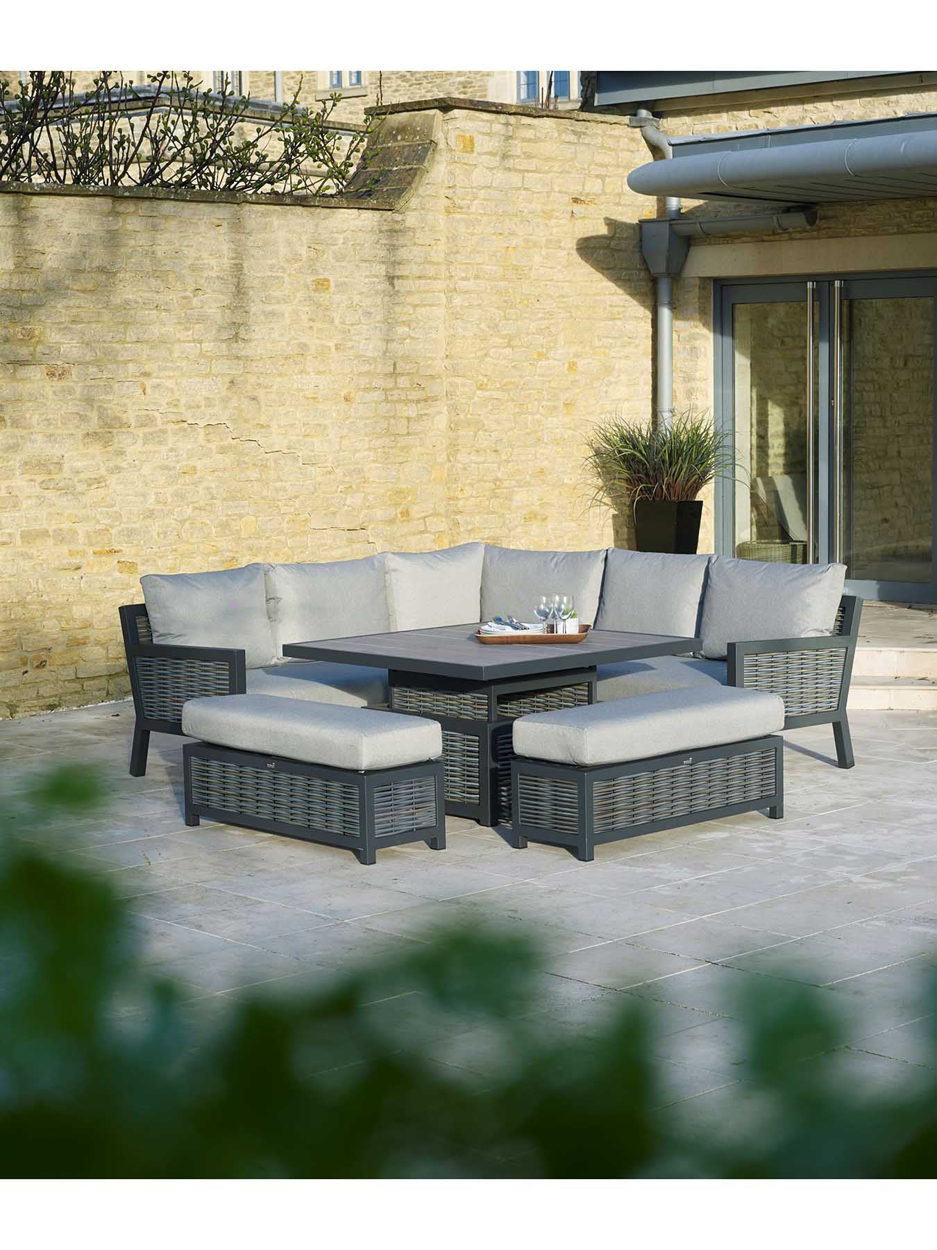 Portofino Modular Sofa with Adjustable Dining Table & 2 Ben