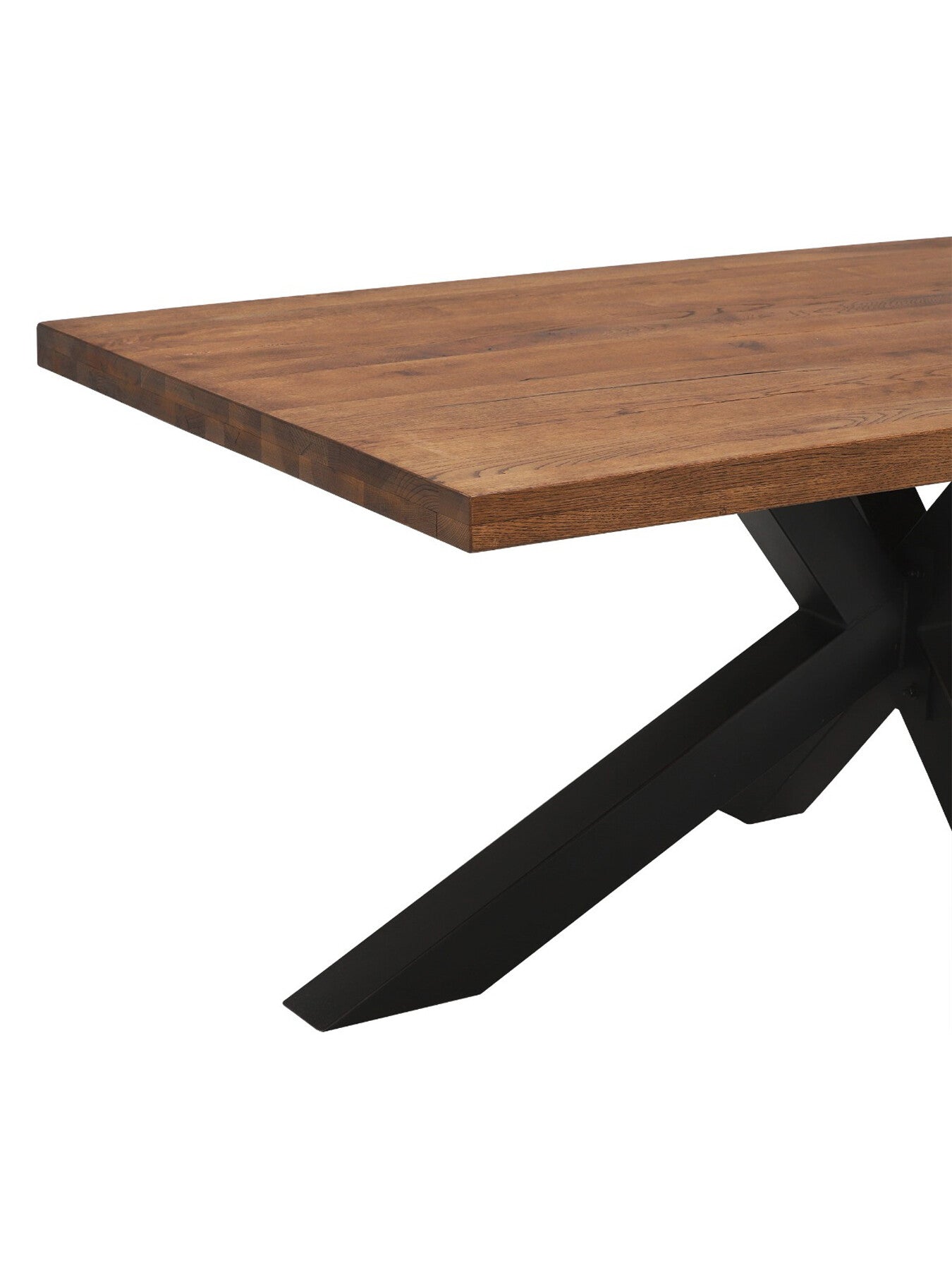 Navarro Solid Oak 200cm Dining Table With Black Metal