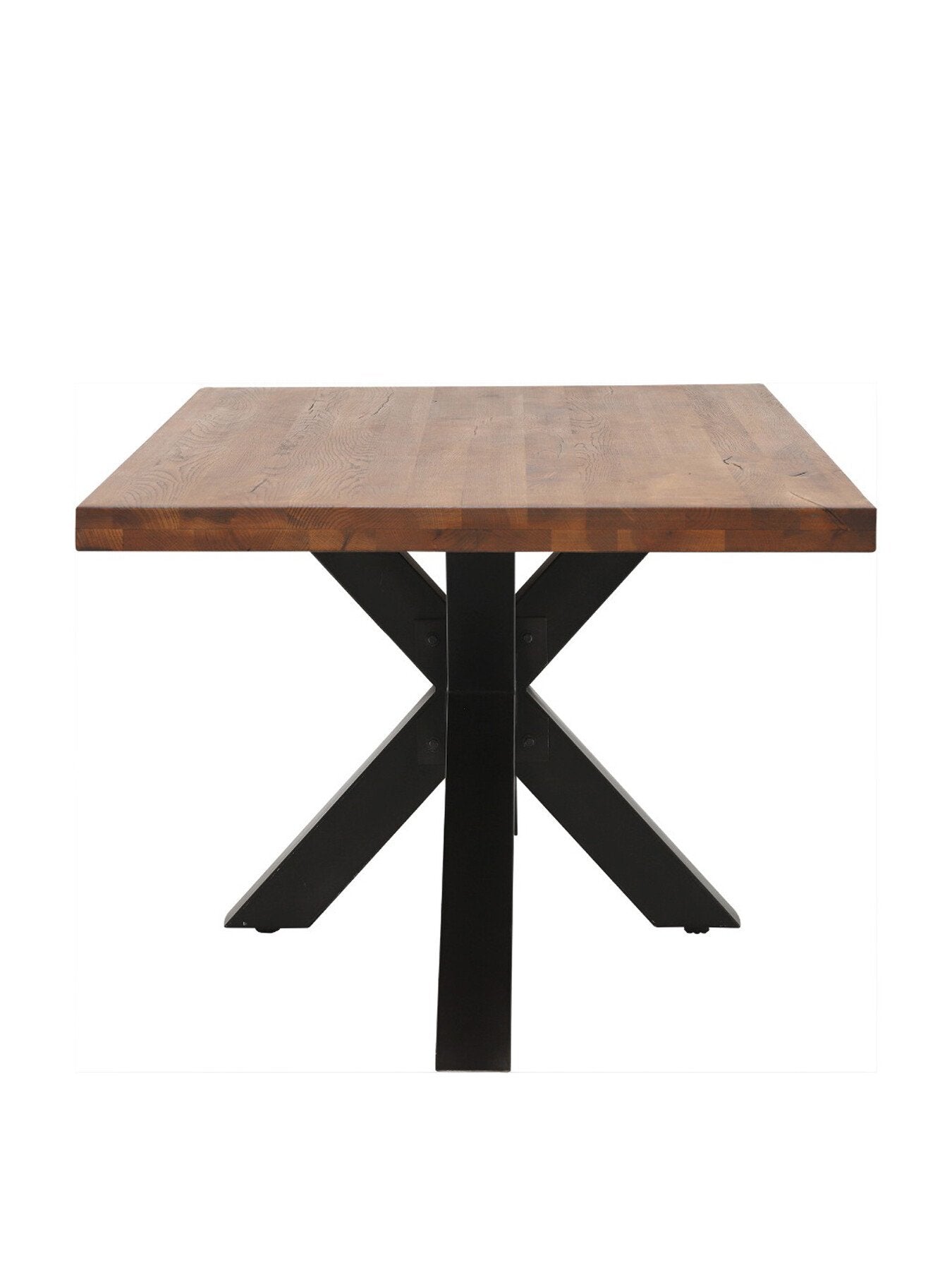 Navarro Solid Oak 200cm Dining Table With Black Metal