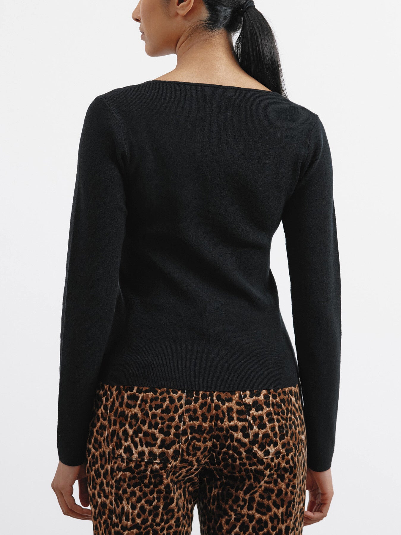Scoop Neck Knit Top Black