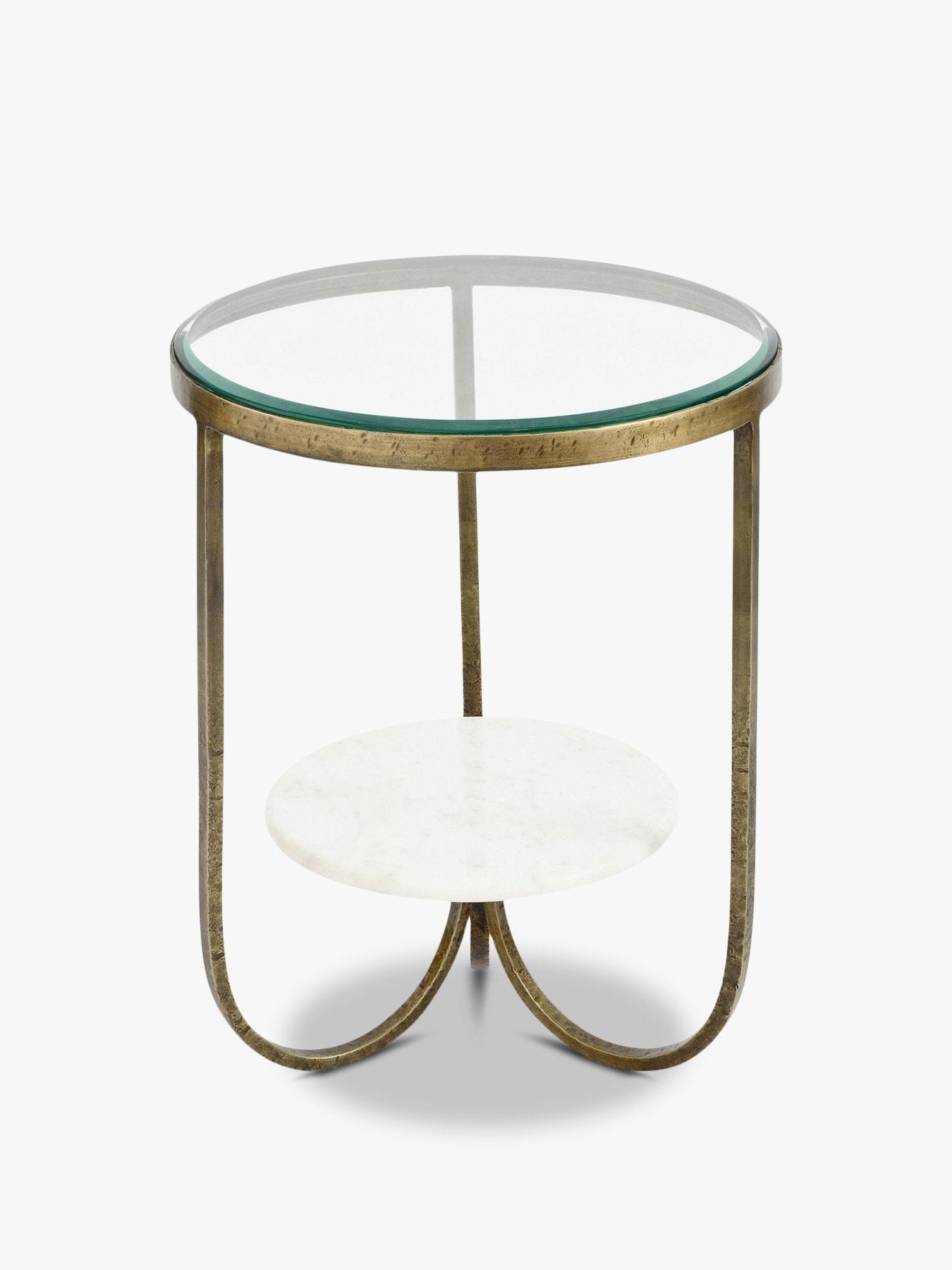 Nolita White Marble And Antique Iron Side Table
