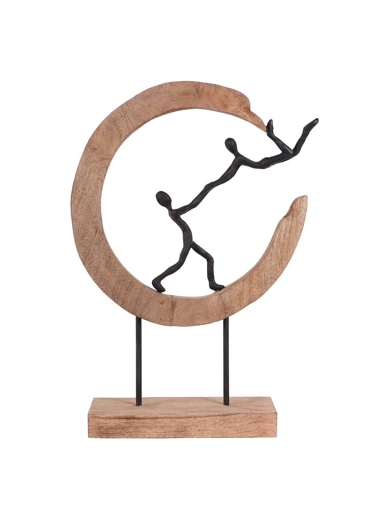 Playful People in Sculpture on Wooden Stand