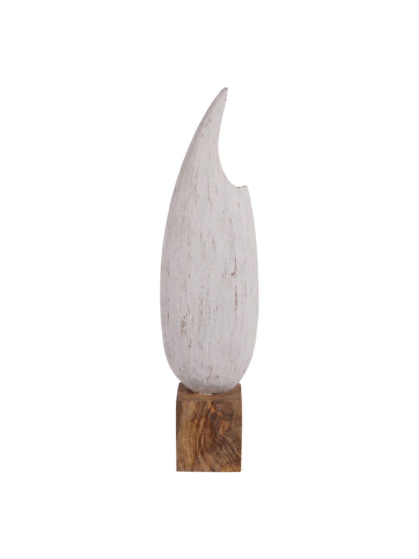 Hand Carved Solid Wood Tall Sculpture White