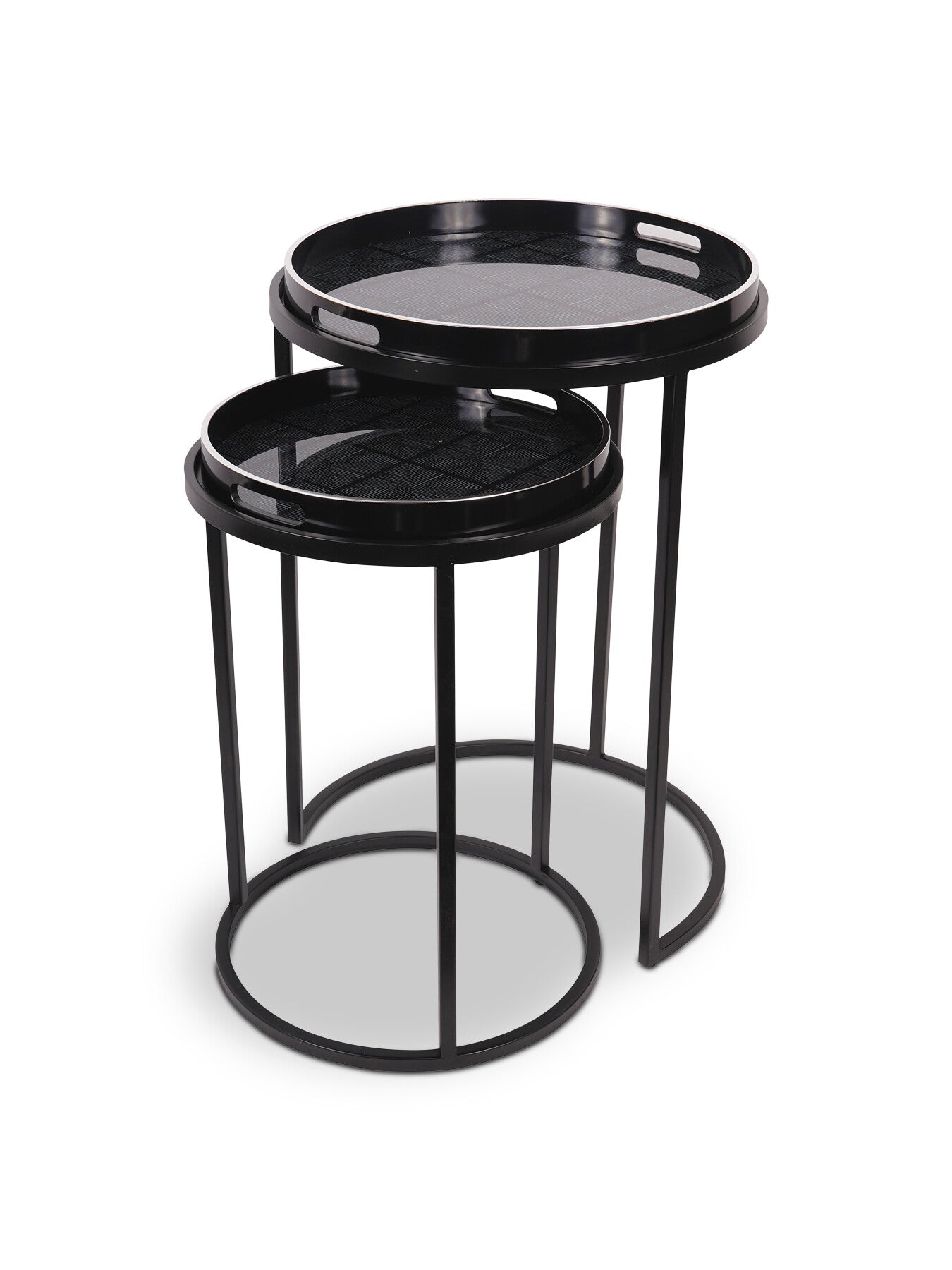 Squares Pattern Set Of 2 Side Tray Tables