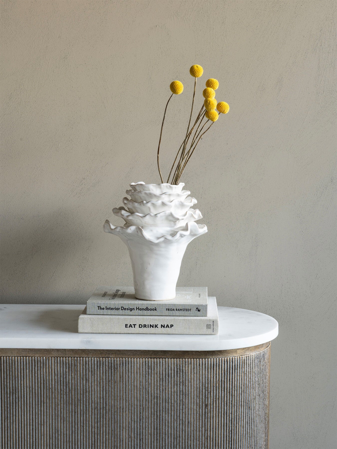 Layered Petals Large Ceramic Off Vase