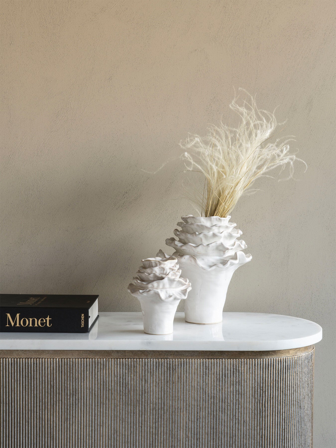 Layered Petals Large Ceramic Off Vase